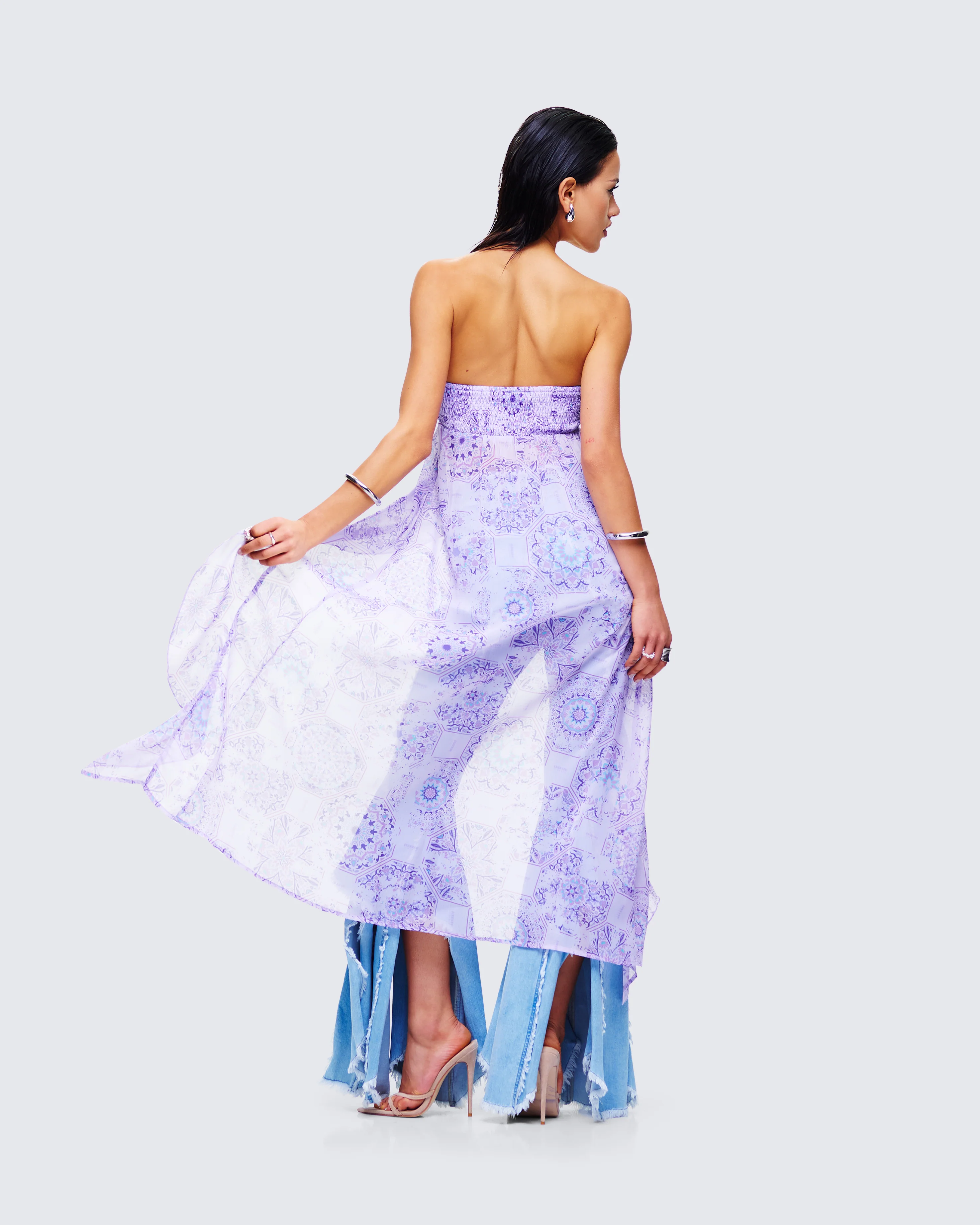 Sela Lavender Printed Midi Top - Image 7