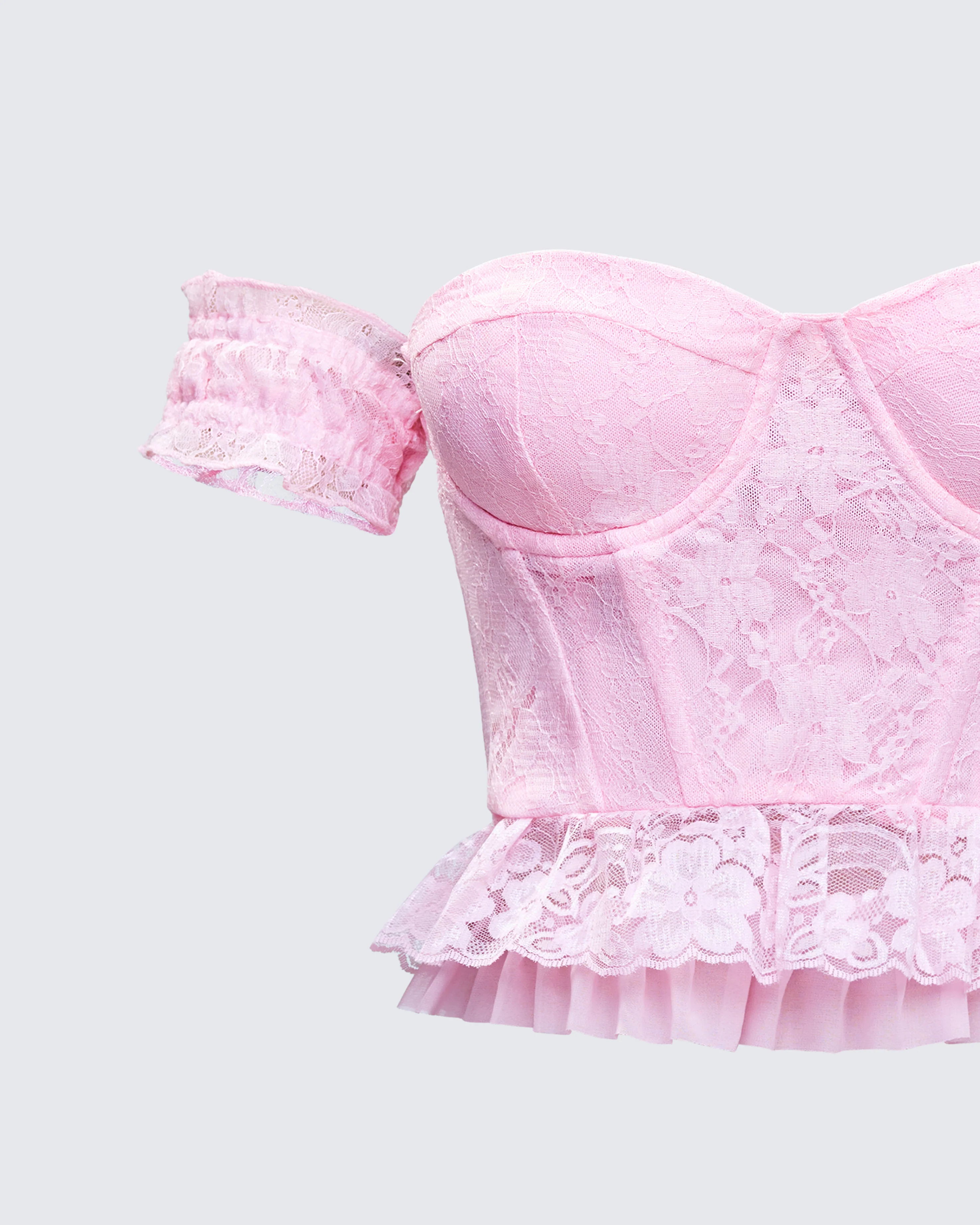 Senara Pink Corset Ruffle Top - Image 6