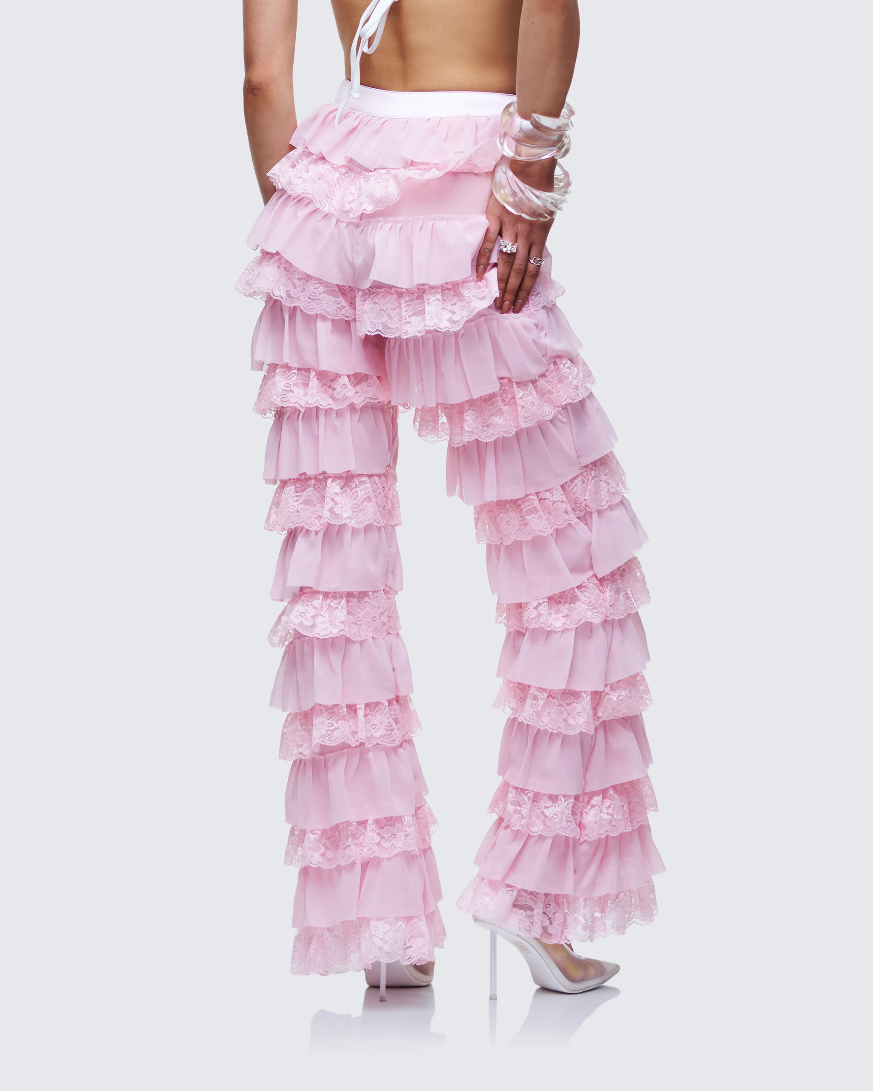 Senara Pink Ruffle Tier Pant - Image 4