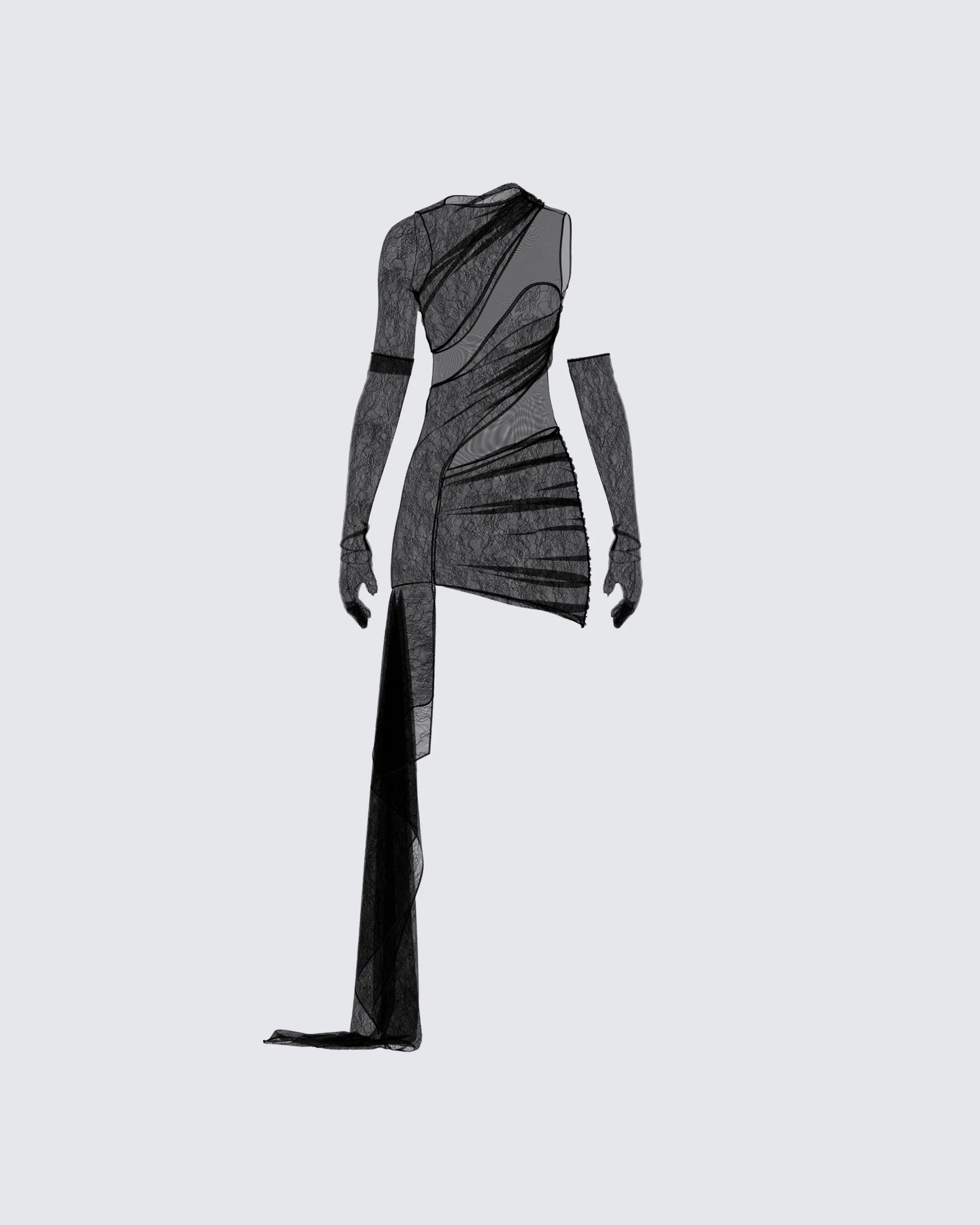 Serena Black Mini Dress and Gloves - Image 3