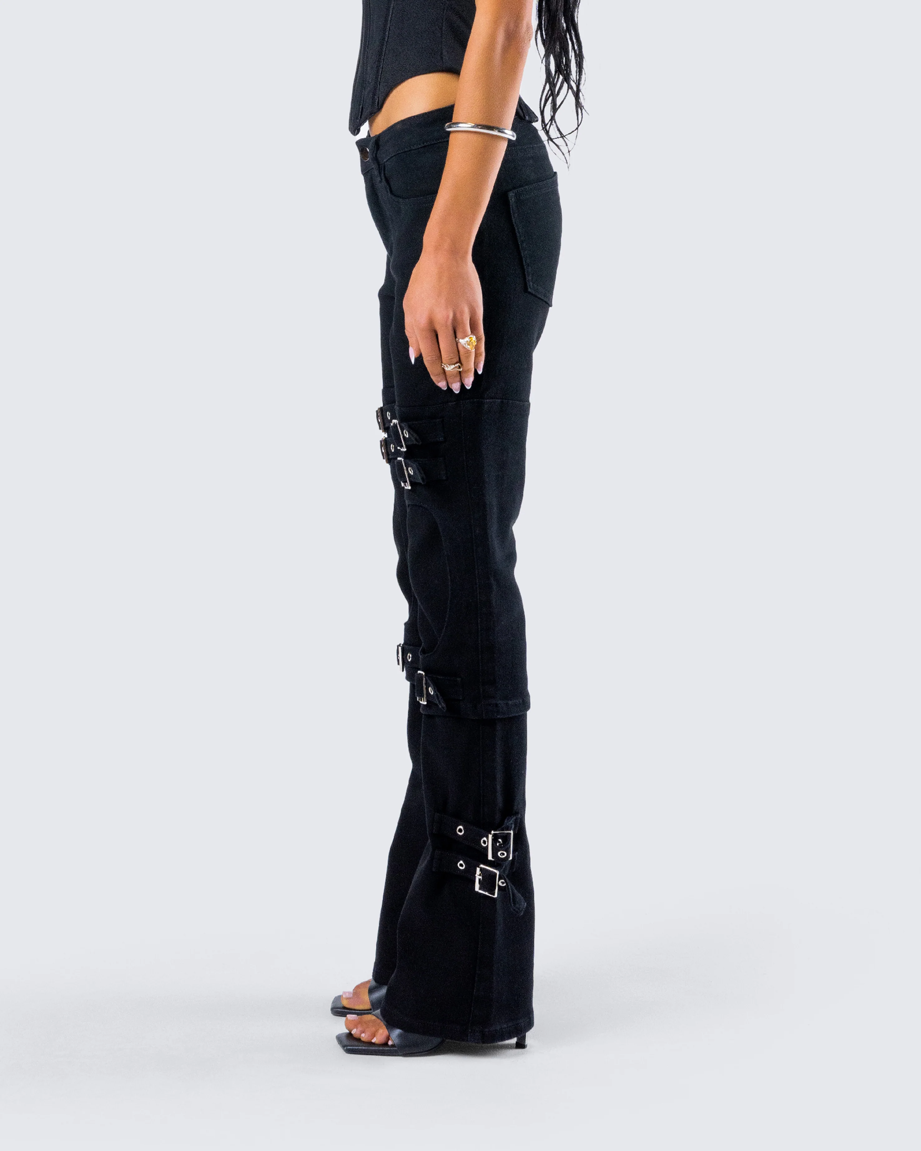 Serenity Black Denim Buckle Jean - Image 6