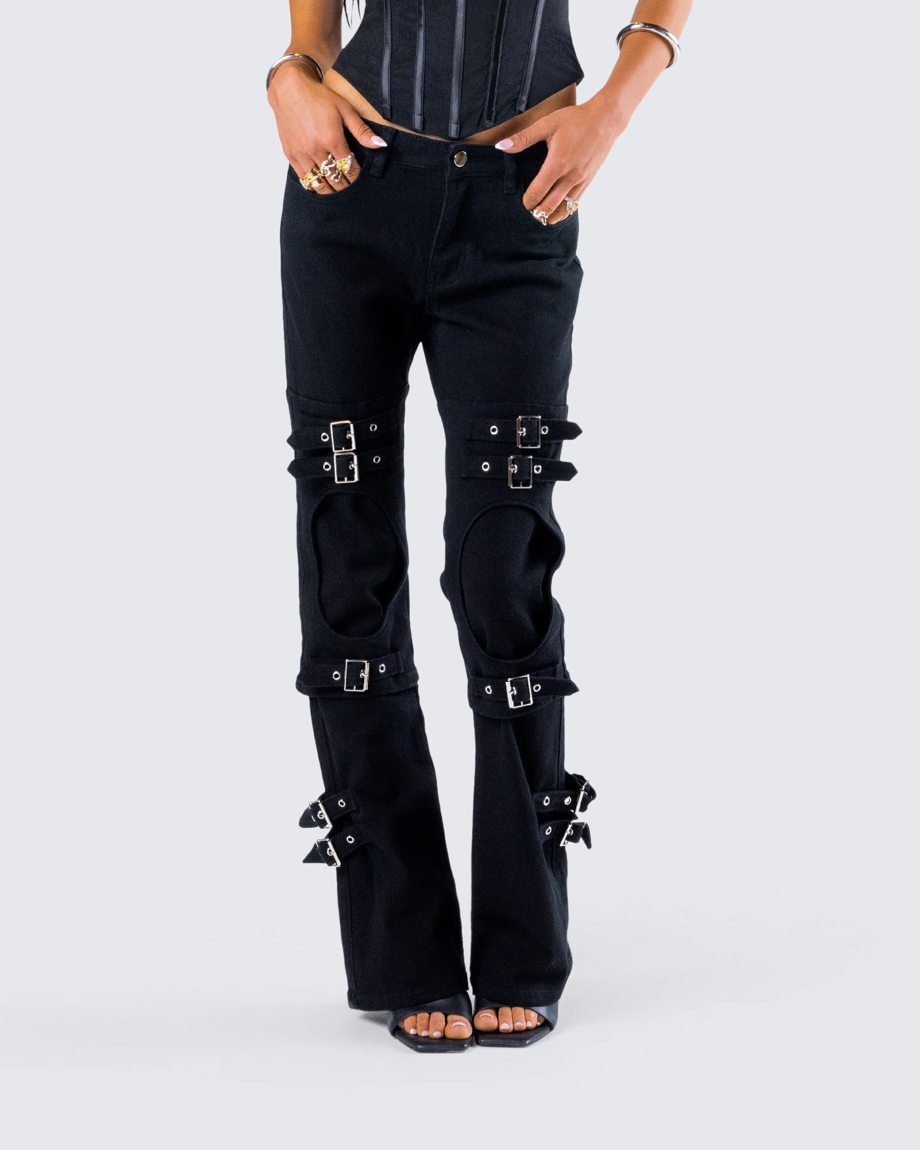 Serenity Black Denim Buckle Jean - Image 8