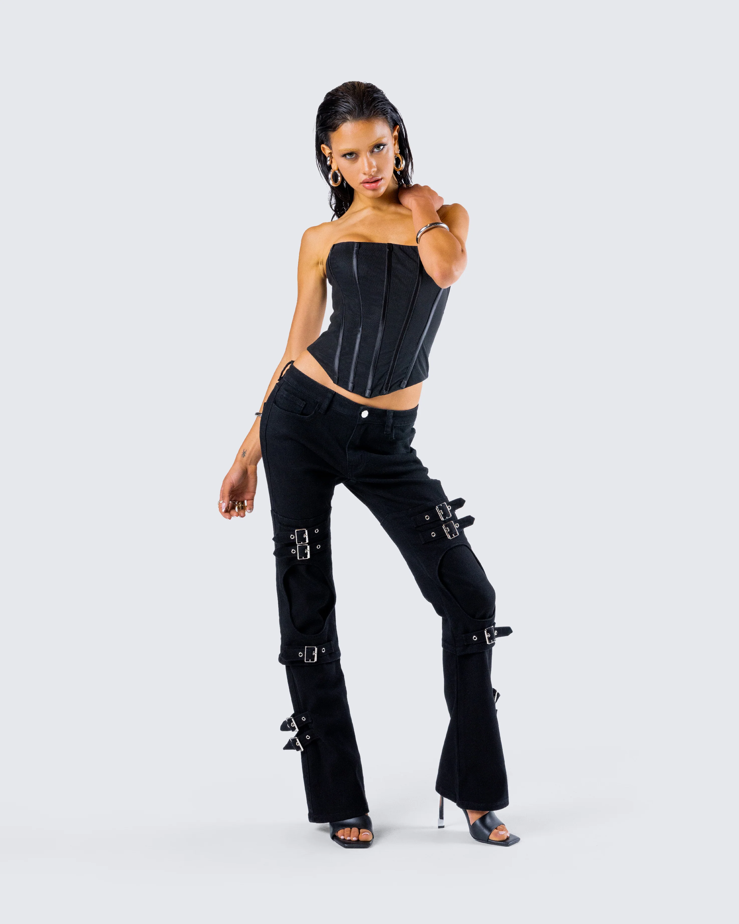 Serenity Black Denim Buckle Jean - Image 9