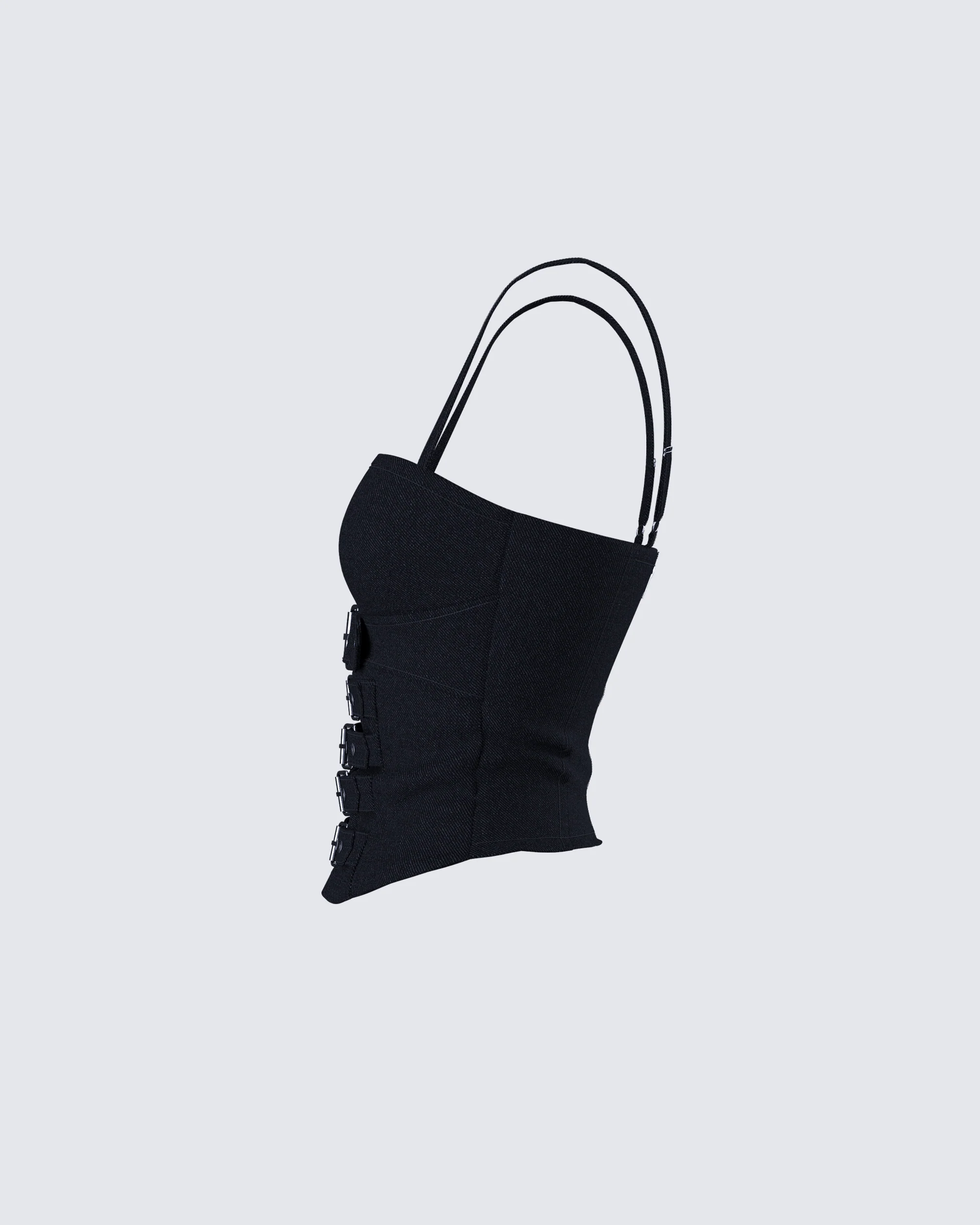 Serenity Black Denim Buckle Top - Image 2