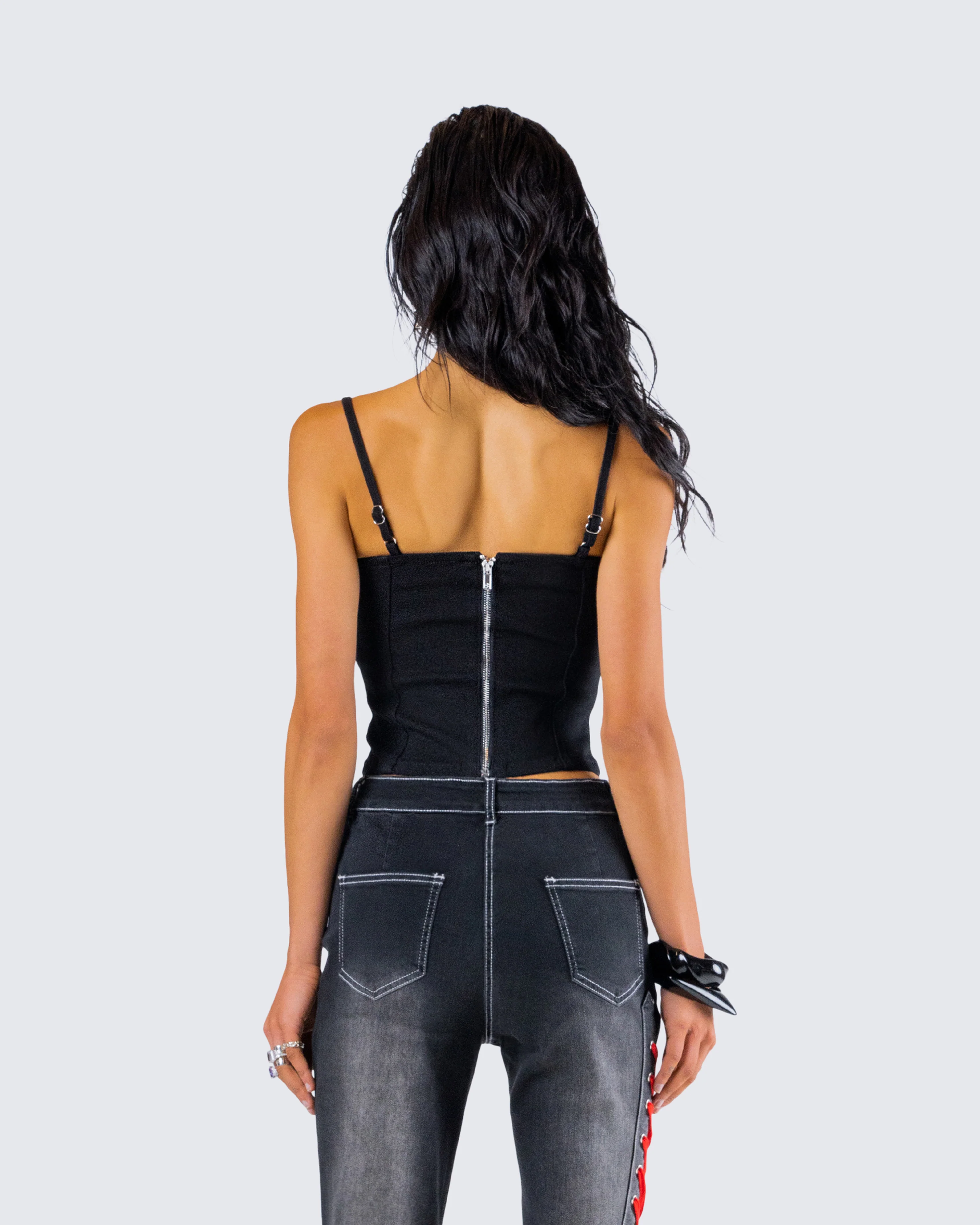 Serenity Black Denim Buckle Top - Image 7