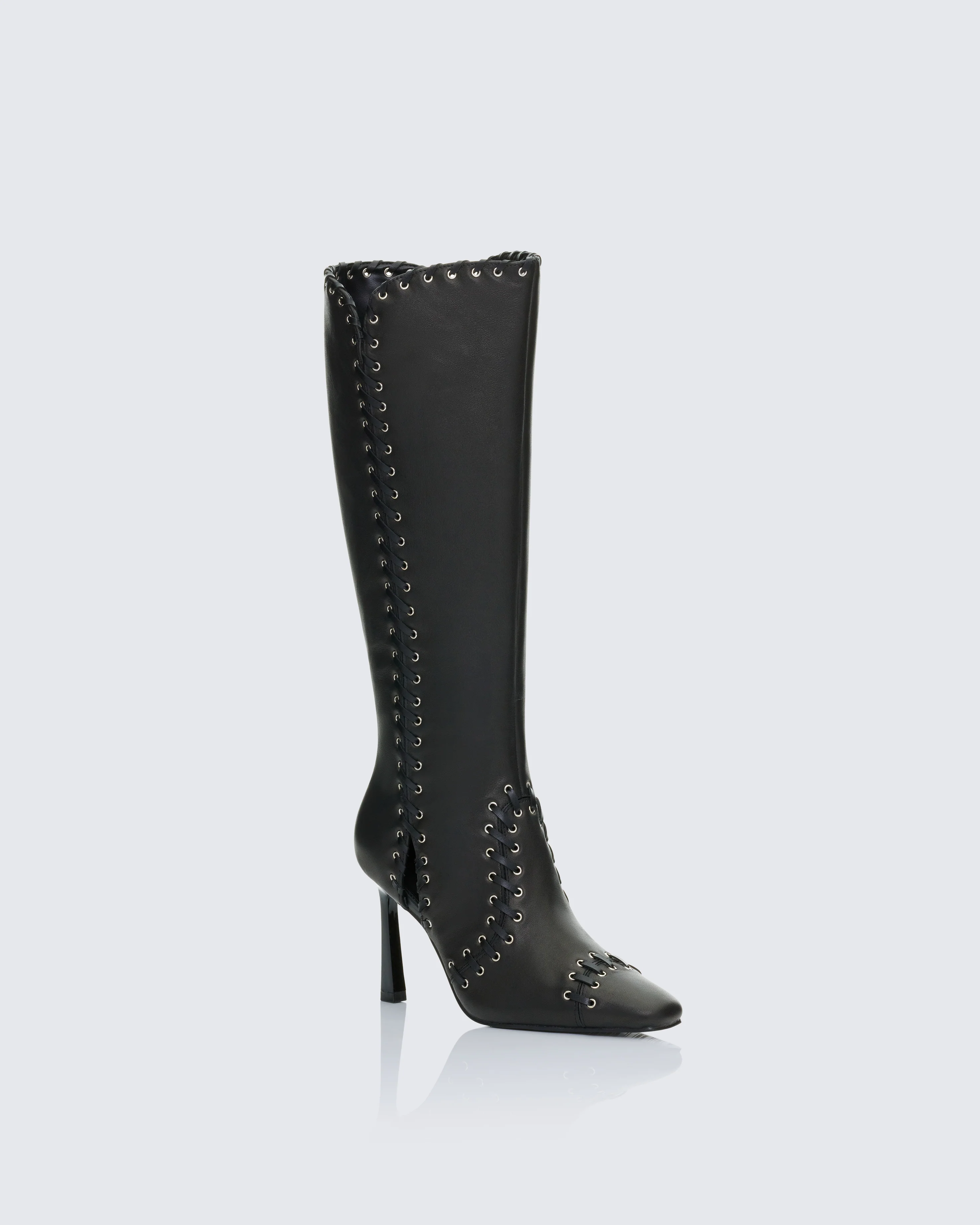 Shanaya Black Real Leather Whip Stitch Boot - Image 2