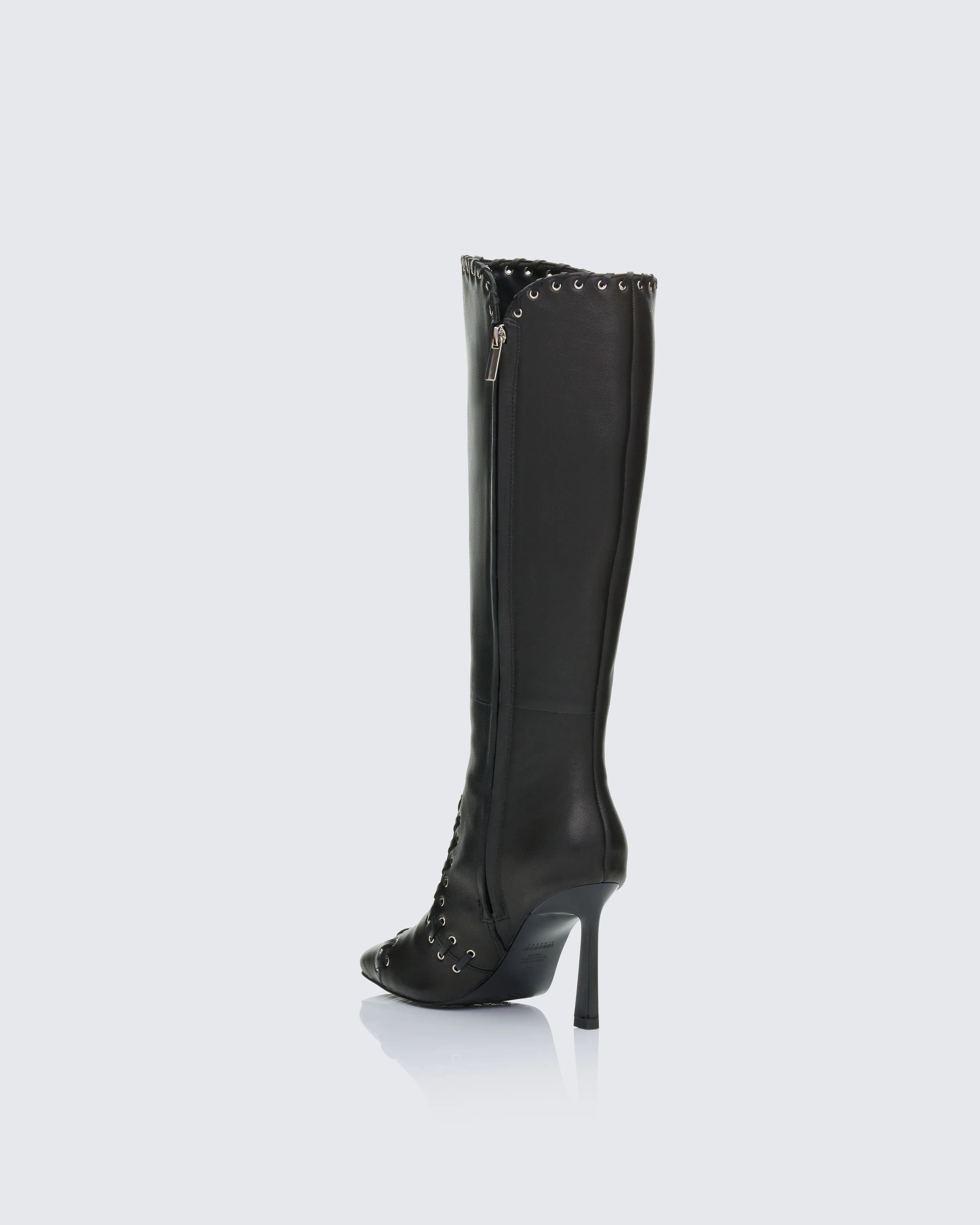 Shanaya Black Real Leather Whip Stitch Boot - Image 3