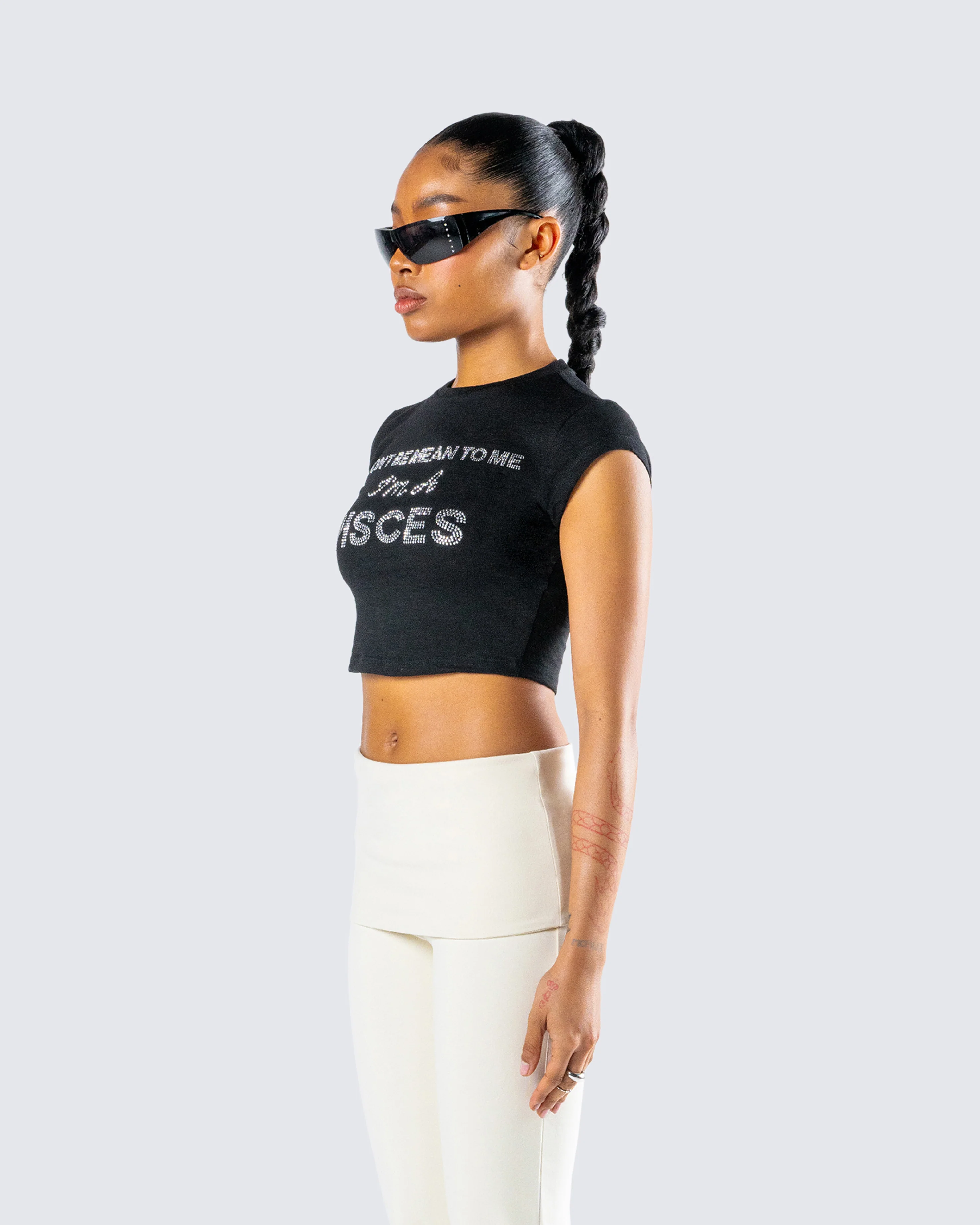 Shirin Black Pisces Rhinestone Top - Image 3