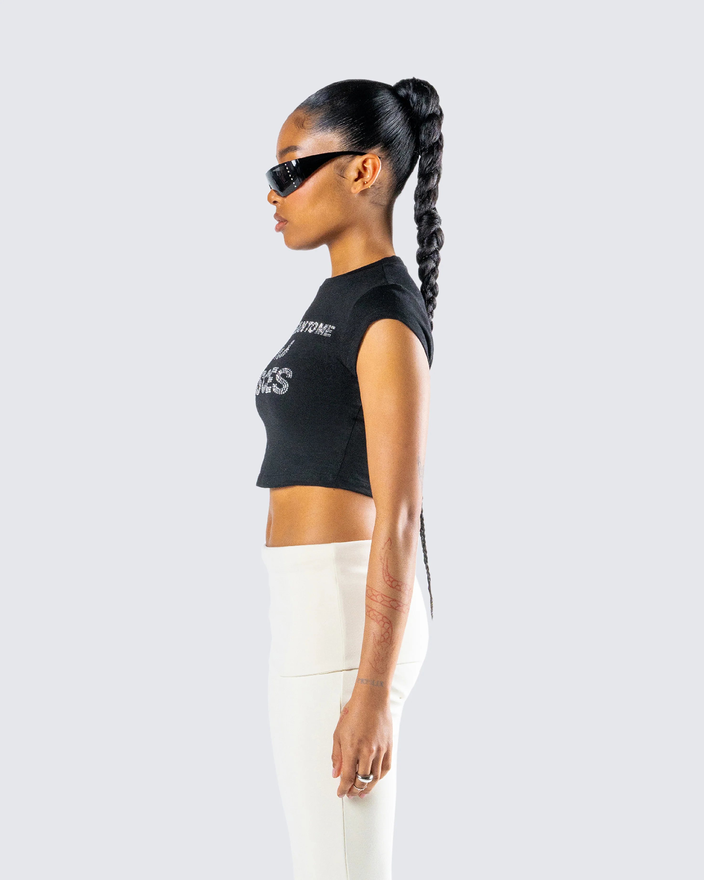 Shirin Black Pisces Rhinestone Top - Image 4