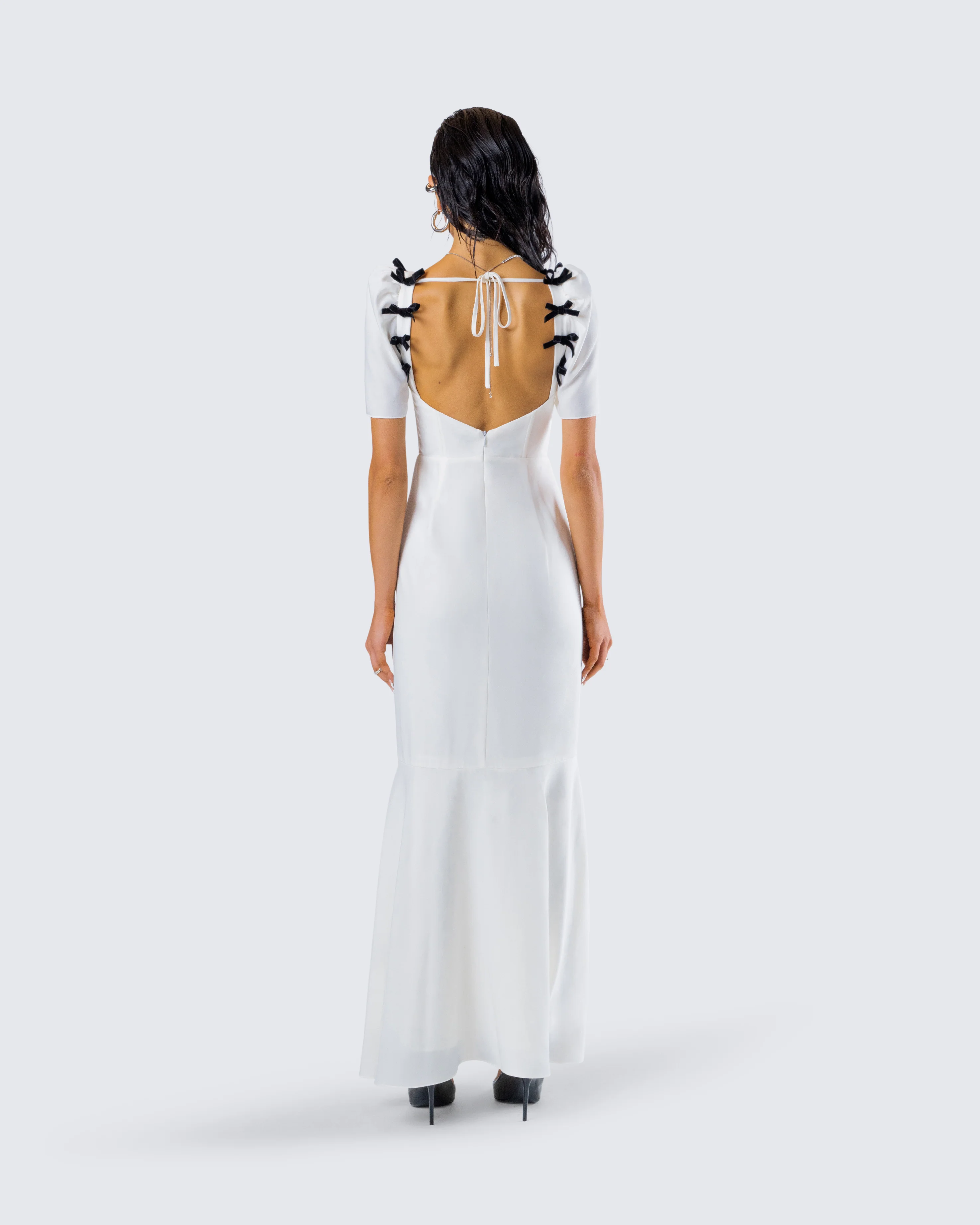 Sia White Puff Sleeve Maxi Dress - Image 7