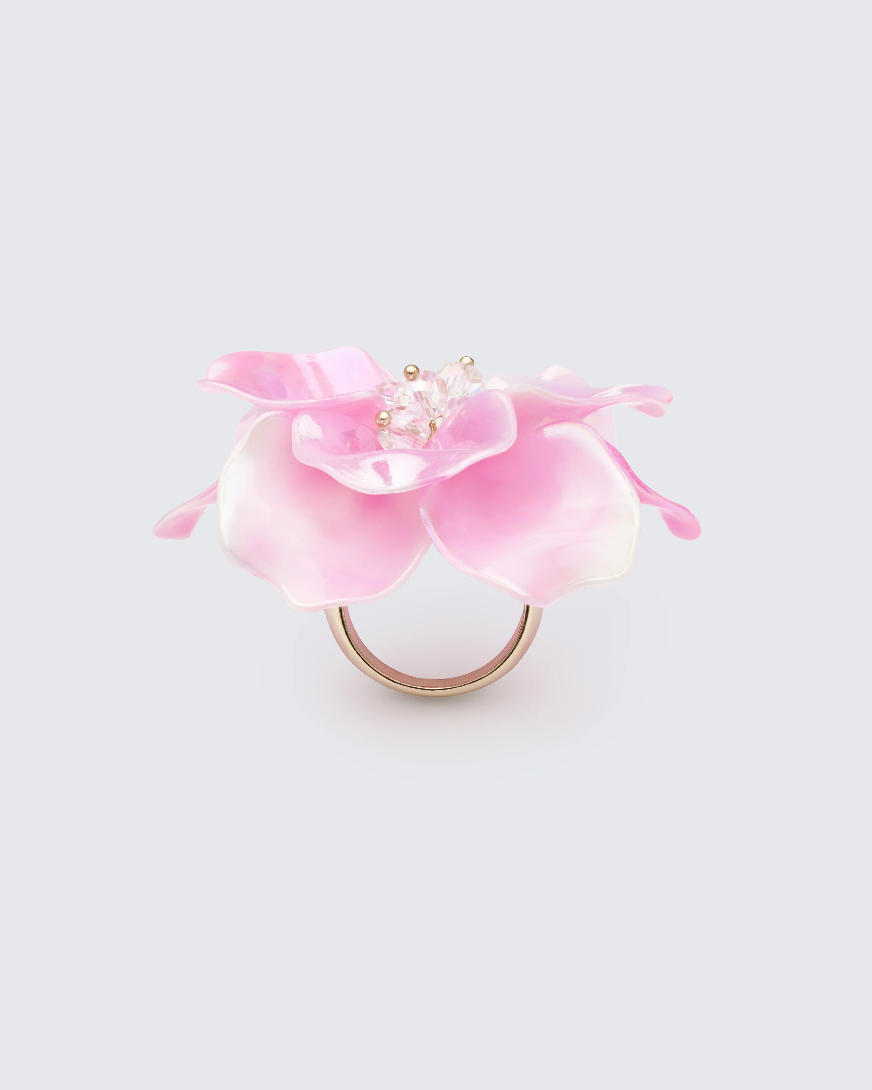Signe Pink Sculpted Flower Ring - Image 2