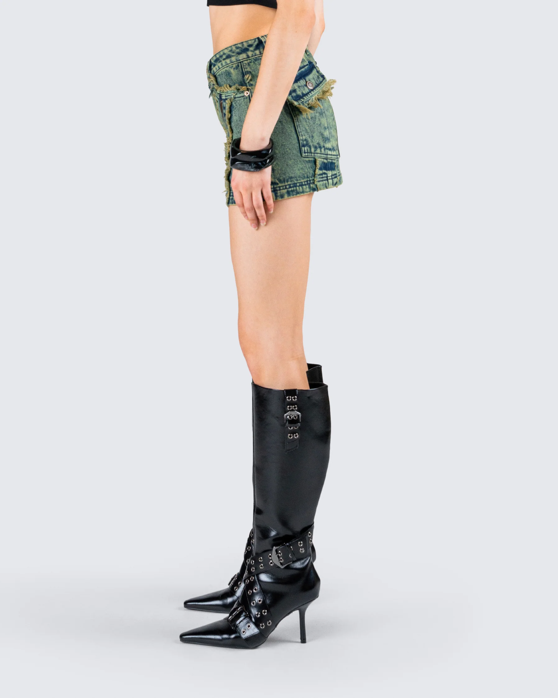 Sima Green Tint Denim Mini Skirt - Image 6