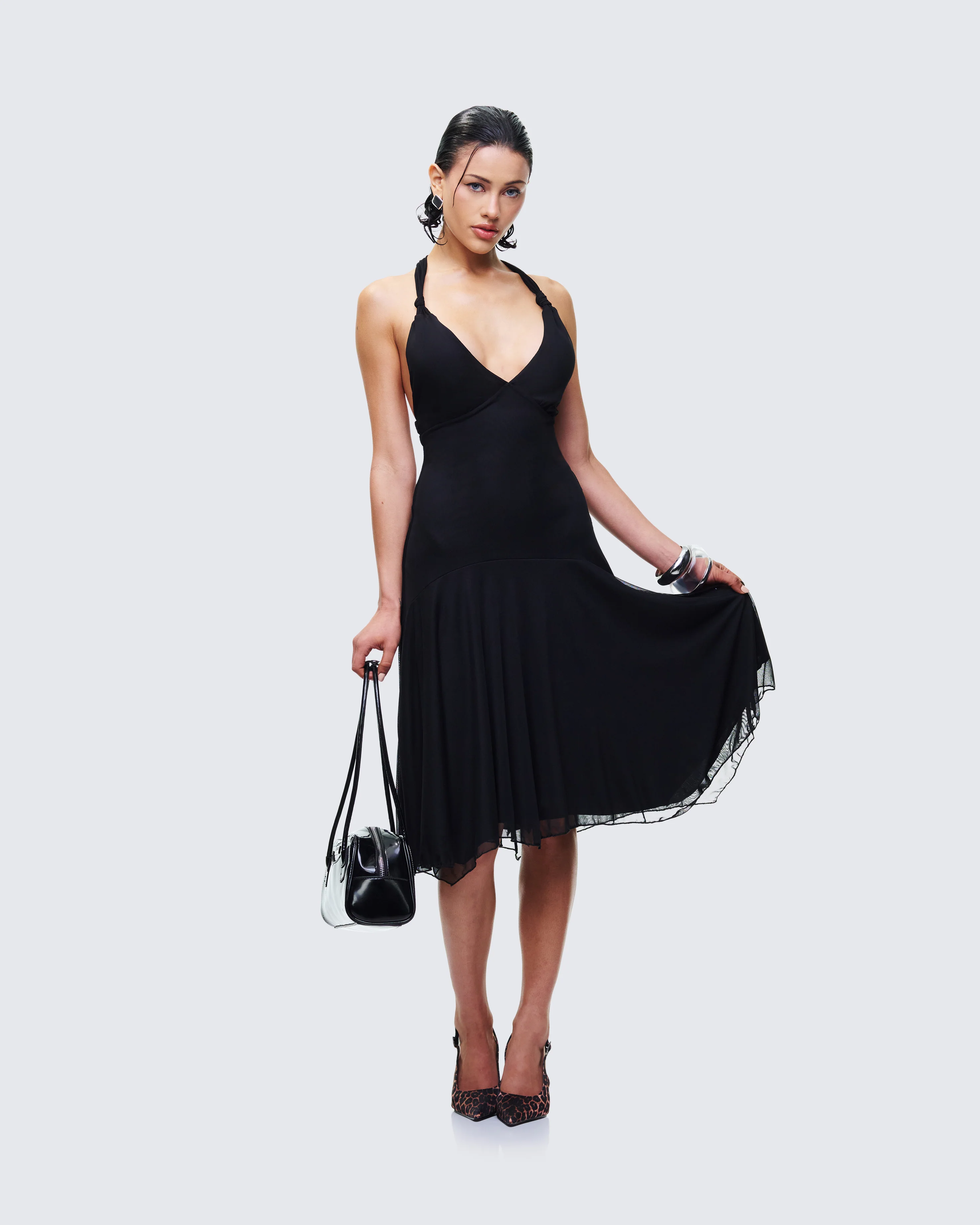 Siris Black Mesh Maxi Dress - Image 3