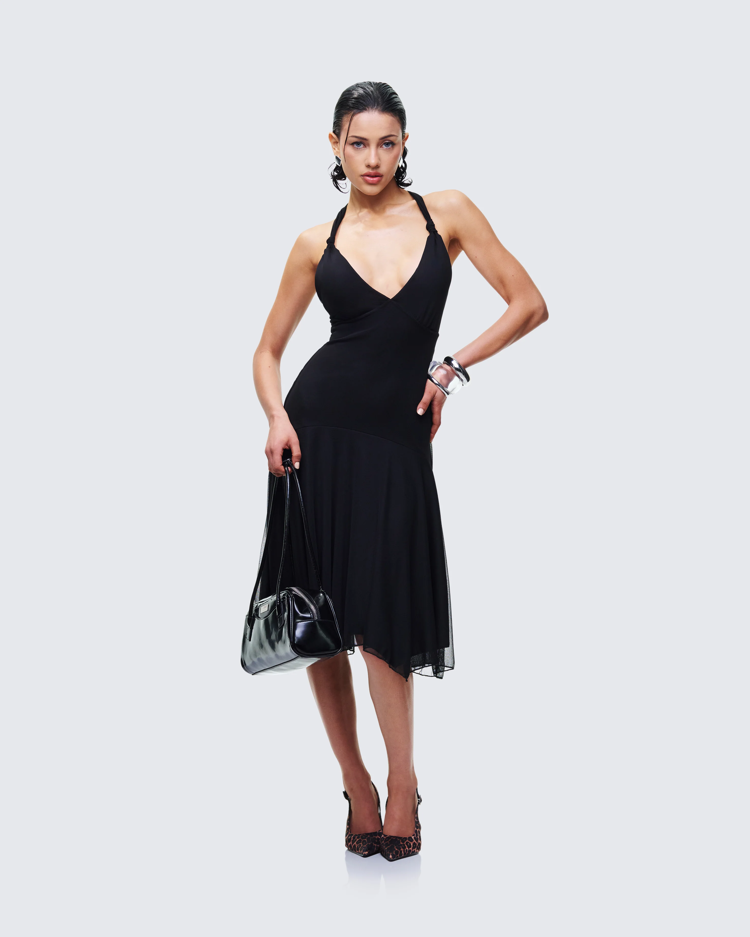 Siris Black Mesh Maxi Dress - Image 4