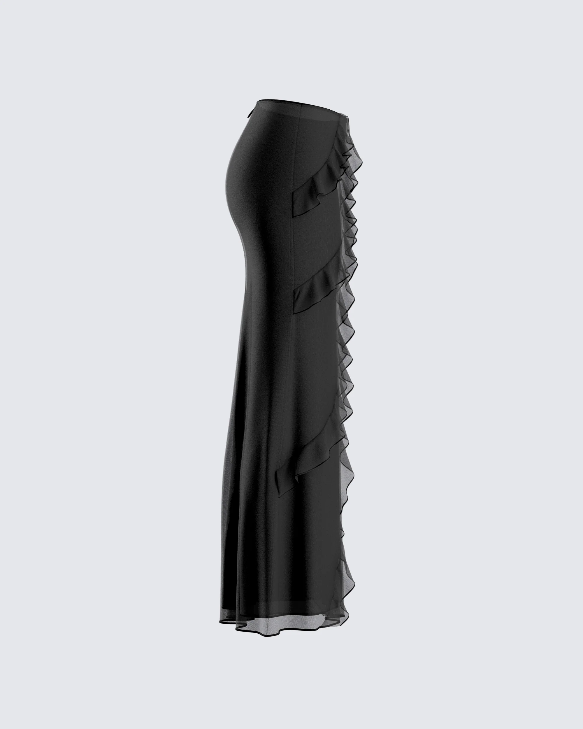 Sissy Black Ruffle Maxi Skirt - Image 2