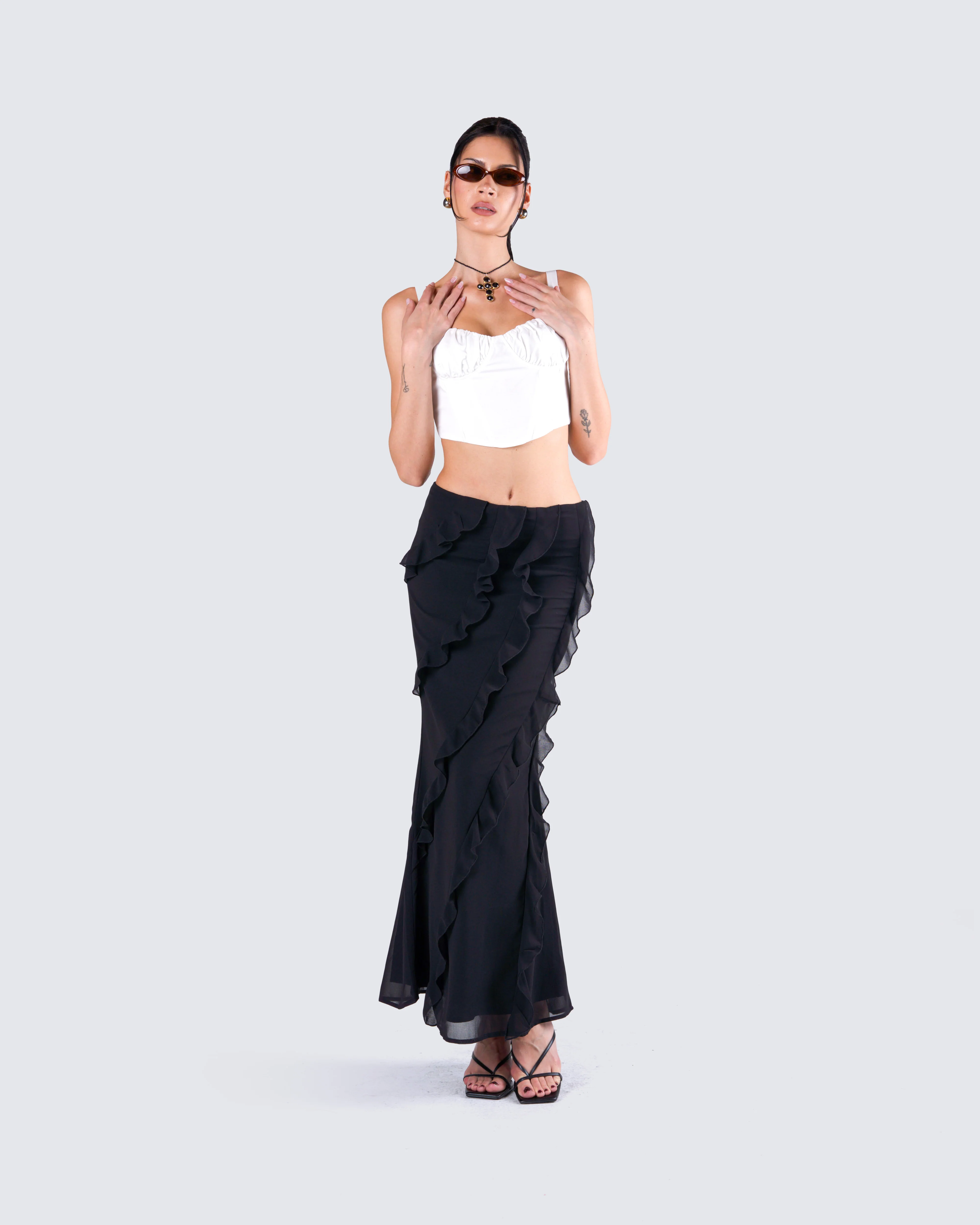 Sissy Black Ruffle Maxi Skirt - Image 8