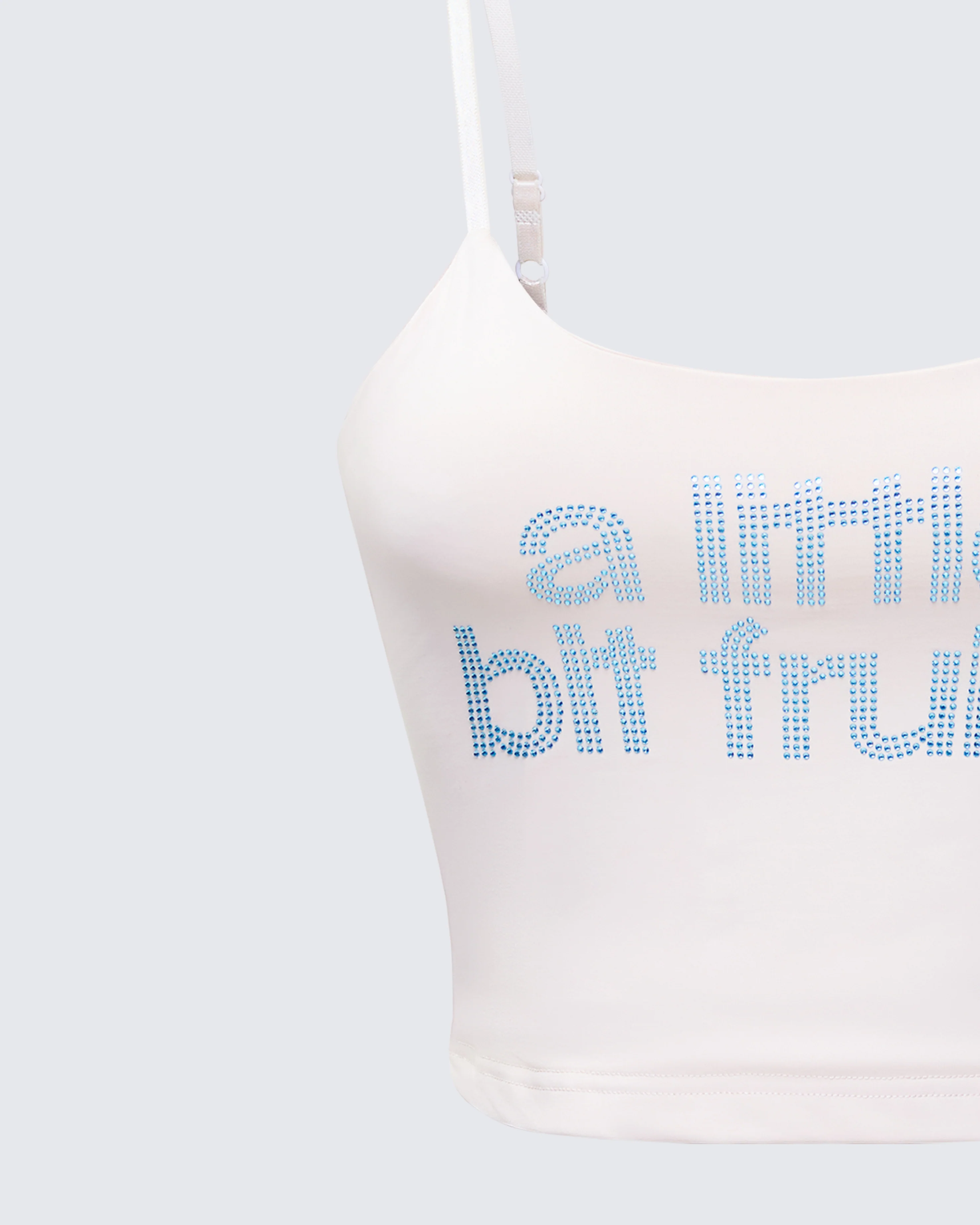 Soleia Ivory Rhinestone Slogan Cami Top - Image 6