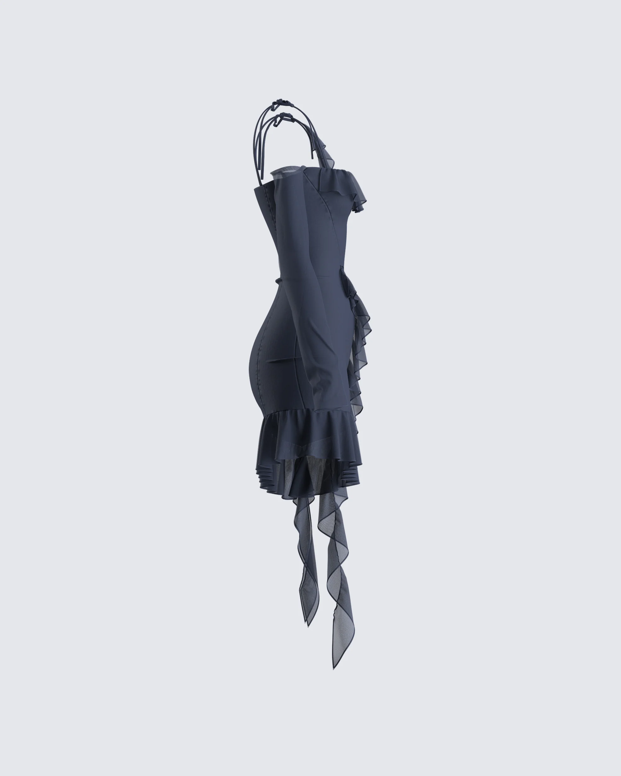 Solene Navy Mesh Mini Dress - Image 2