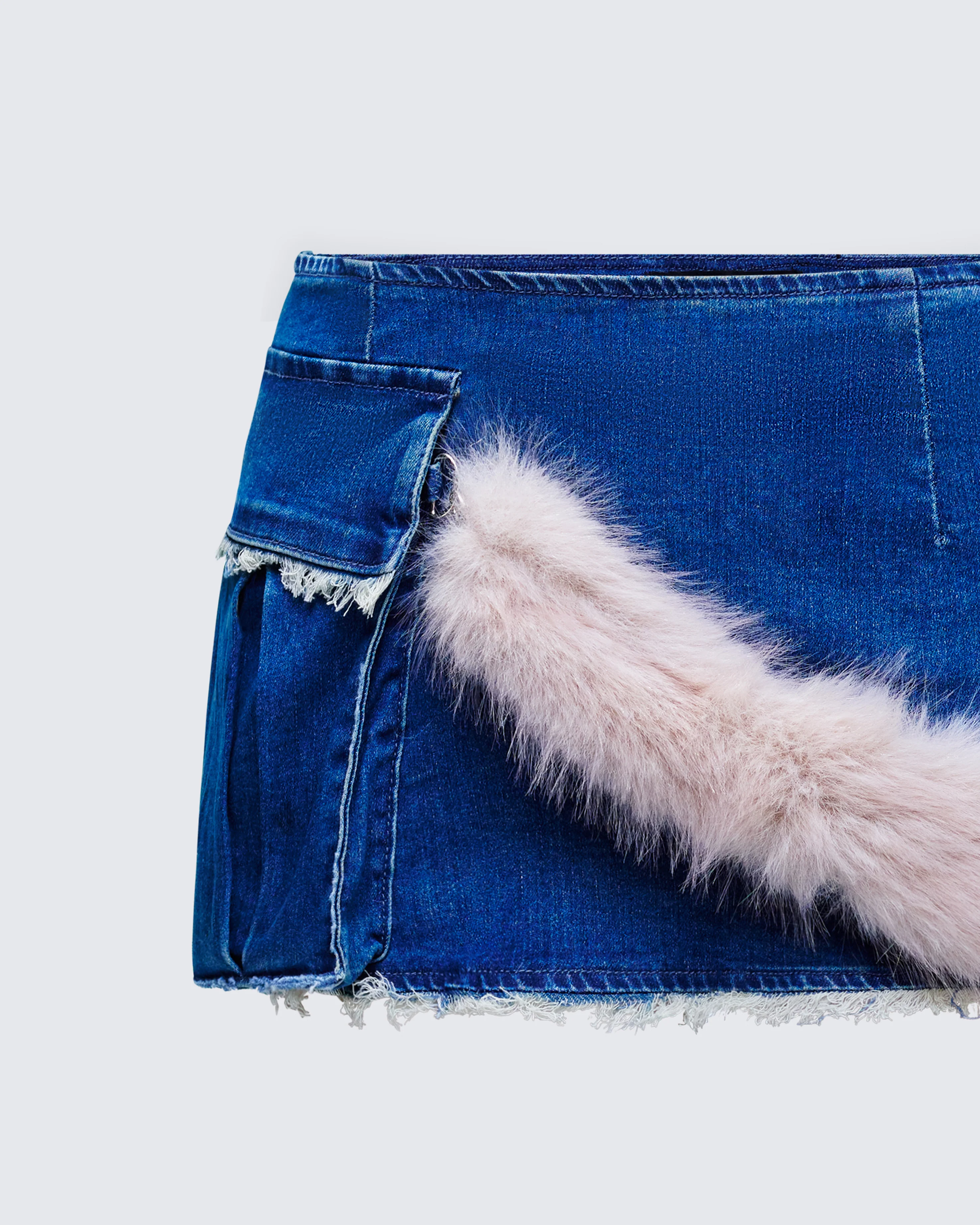 Sophelle Distressed Acid Wash Denim Mini Skirt - Image 6