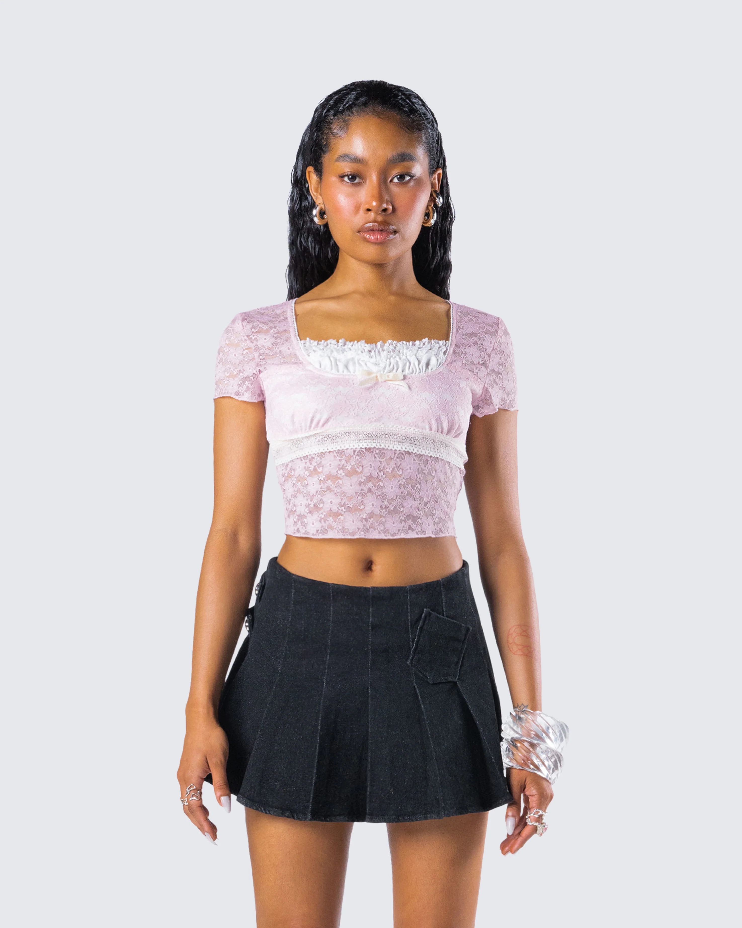 Stefanie Pink Lace Top - Image 4