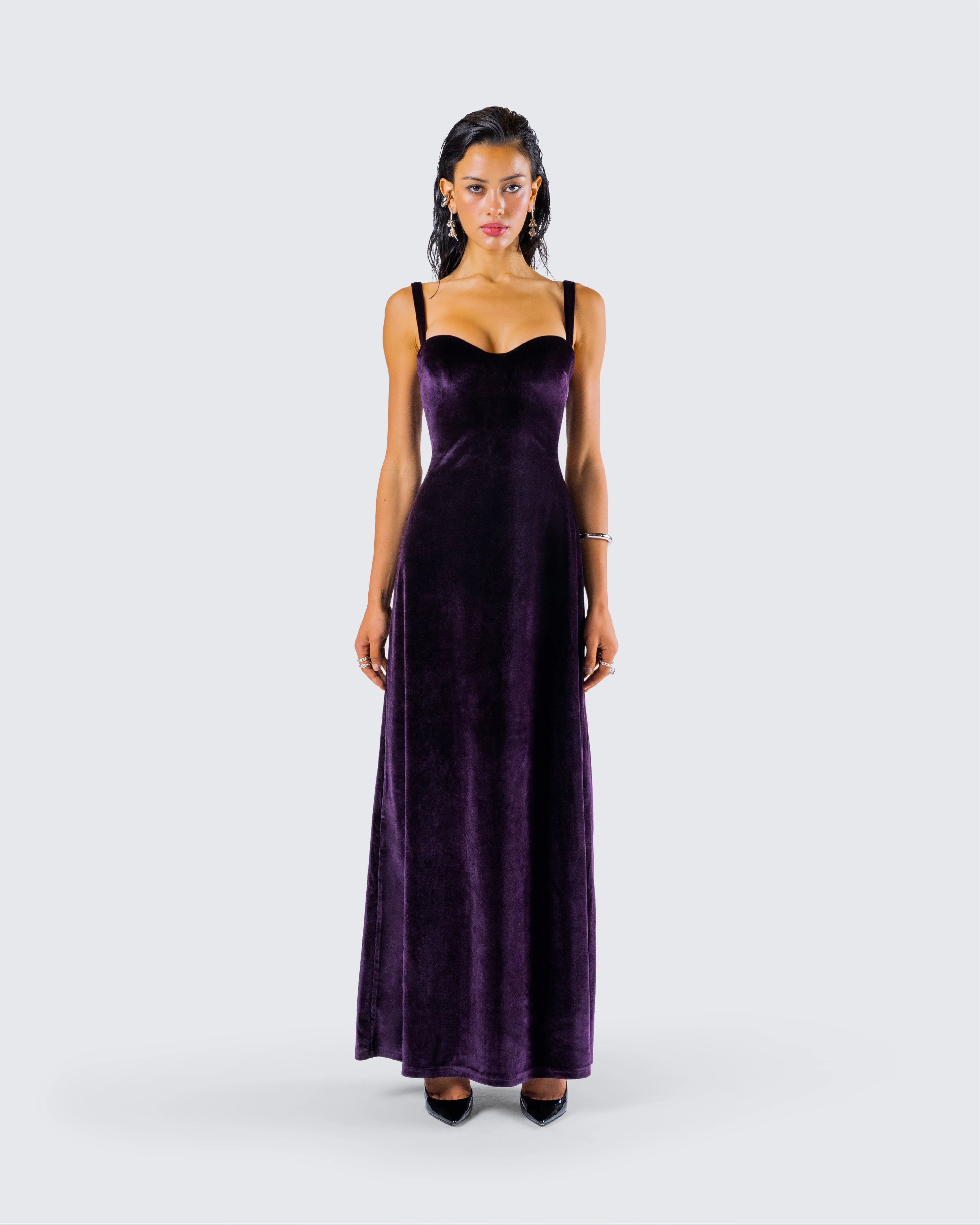 Stephanie Purple Velvet Maxi Dress - Image 4