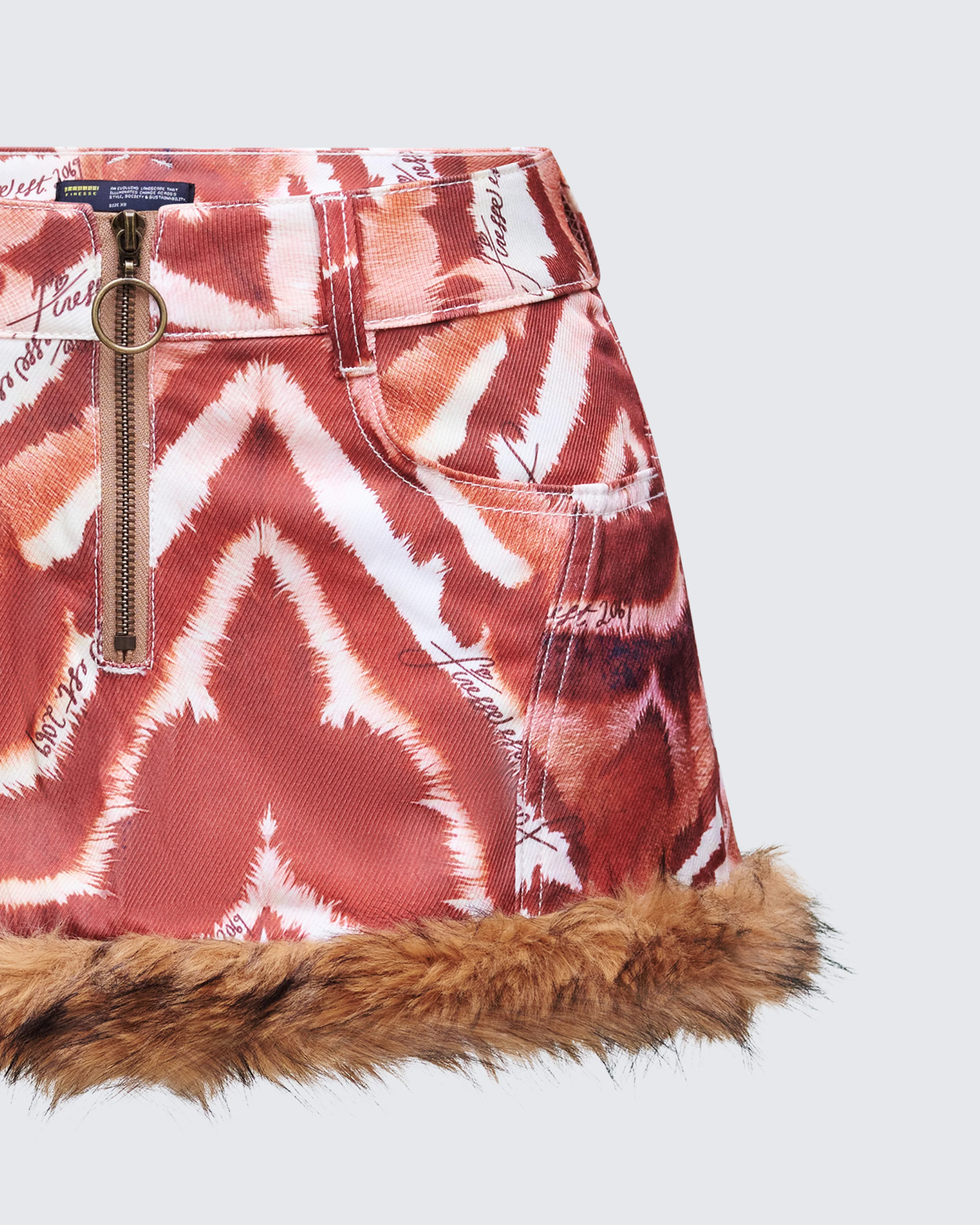 Suha Multi Print Fur Trim Micro Skirt - Image 6