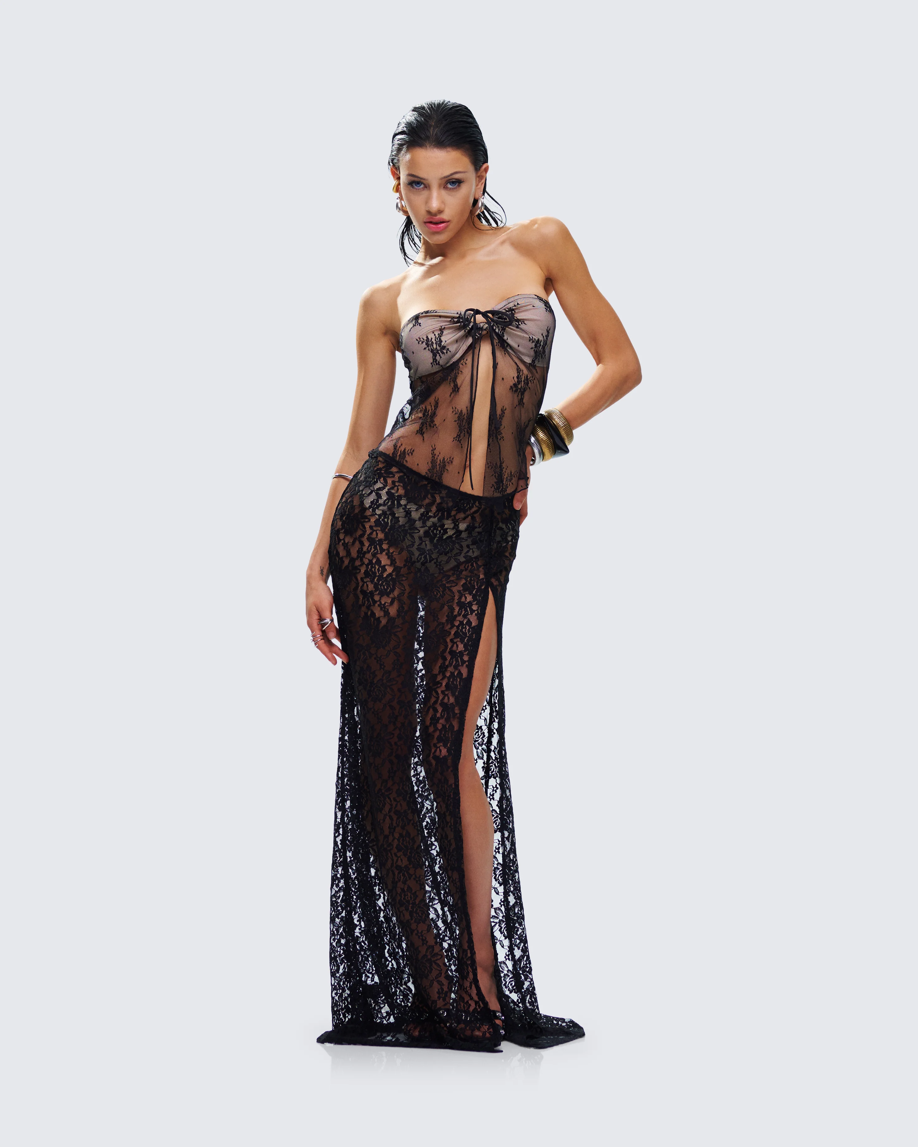 Summer Black Lace Strapless Top - Image 8