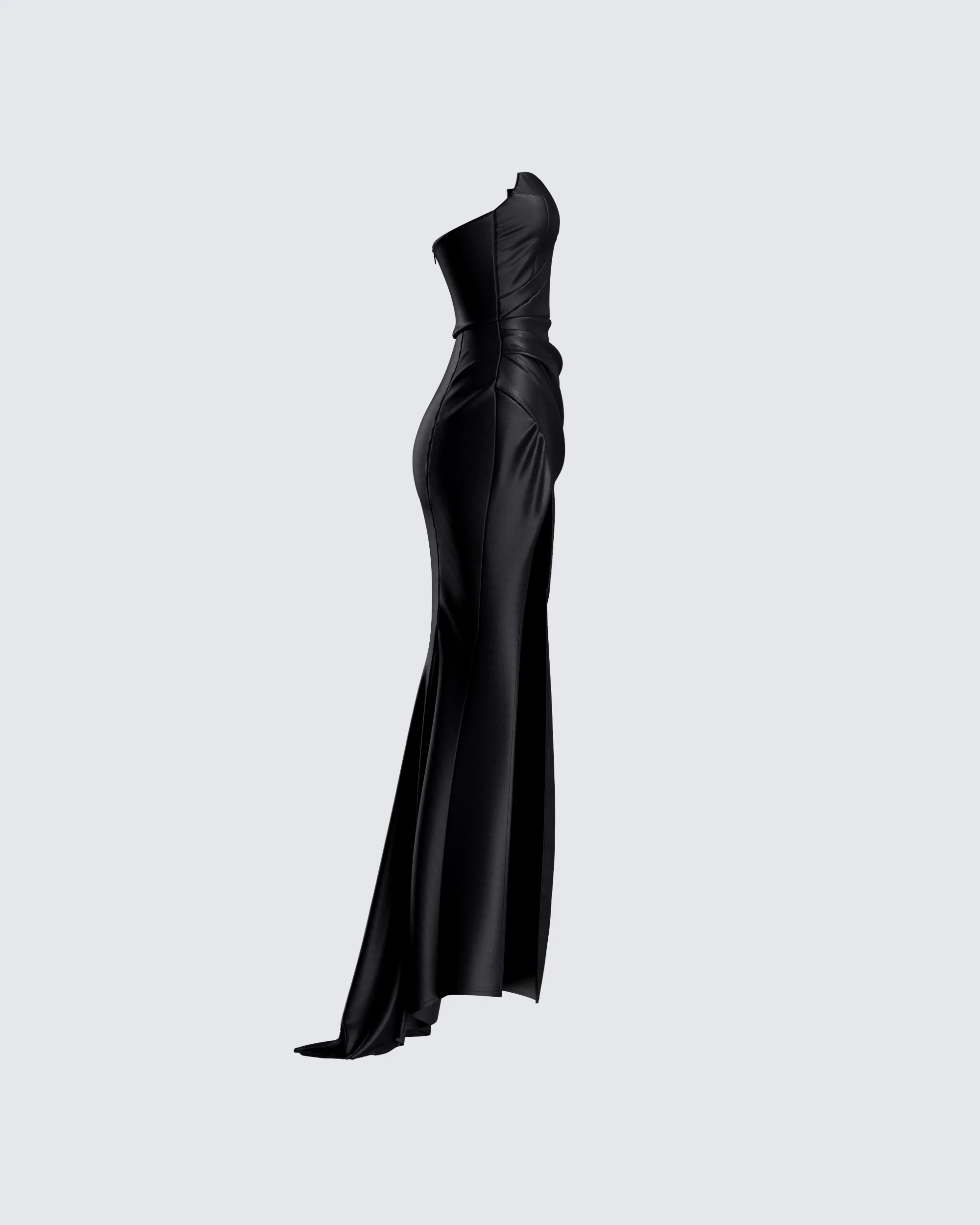 Suri Black Satin Strapless Gown - Image 2
