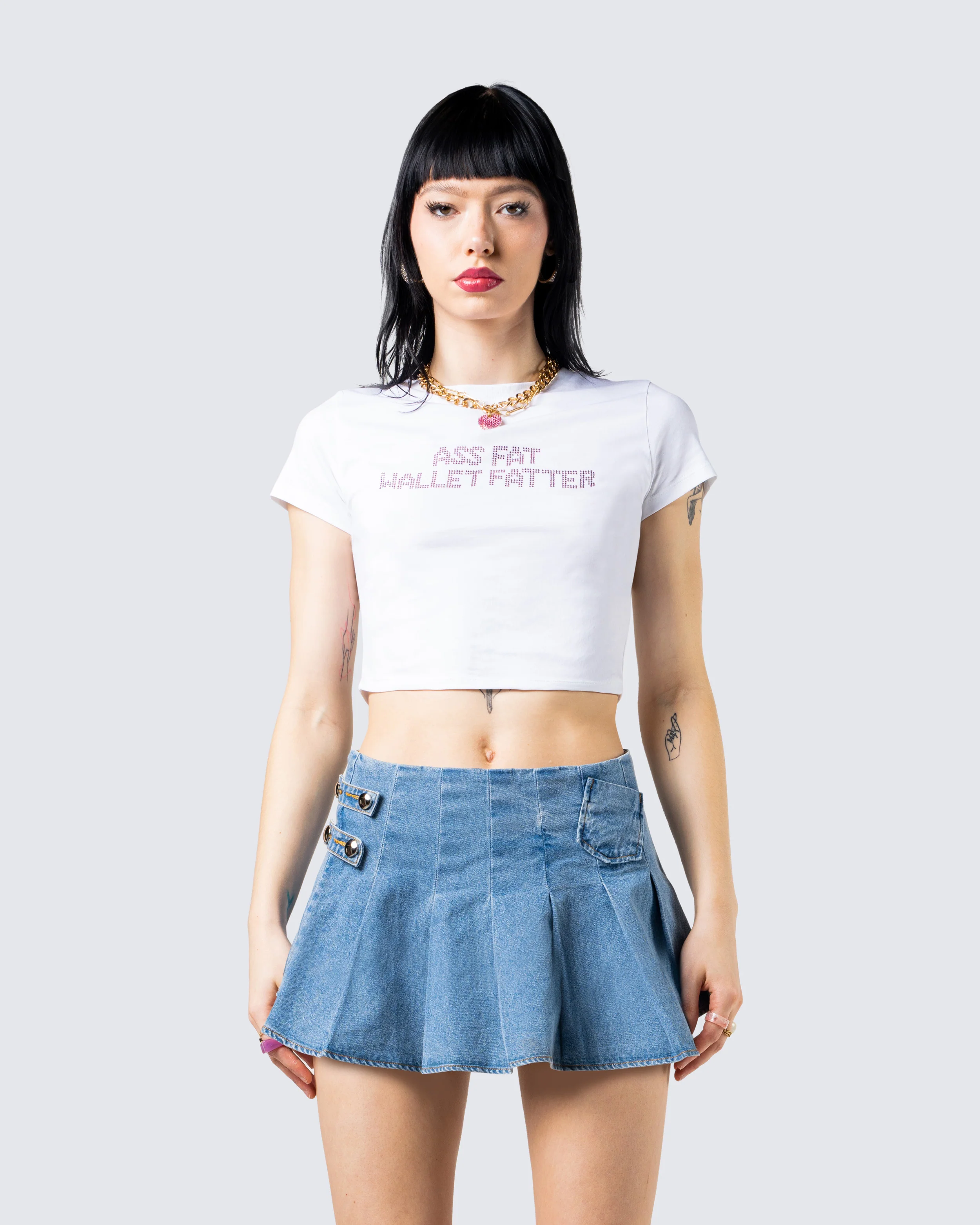 Suvi White Rhinestone Cropped Top - Image 4
