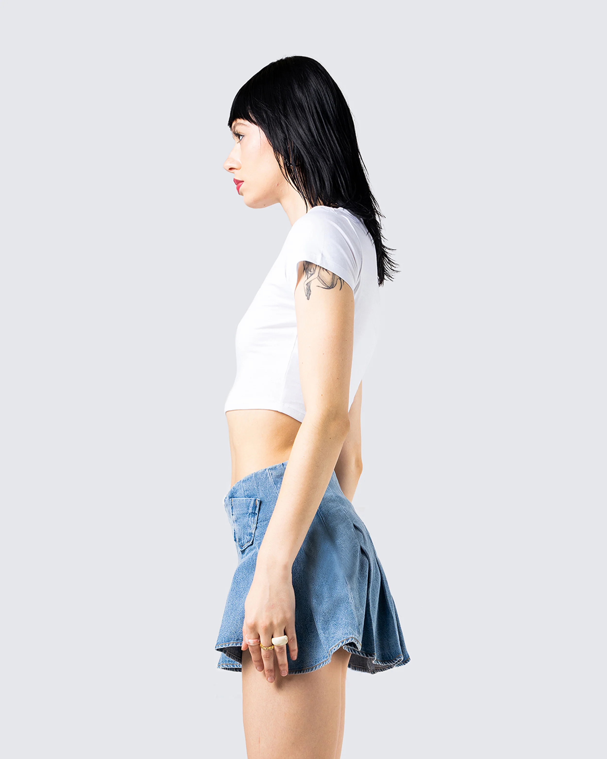 Suvi White Rhinestone Cropped Top - Image 5
