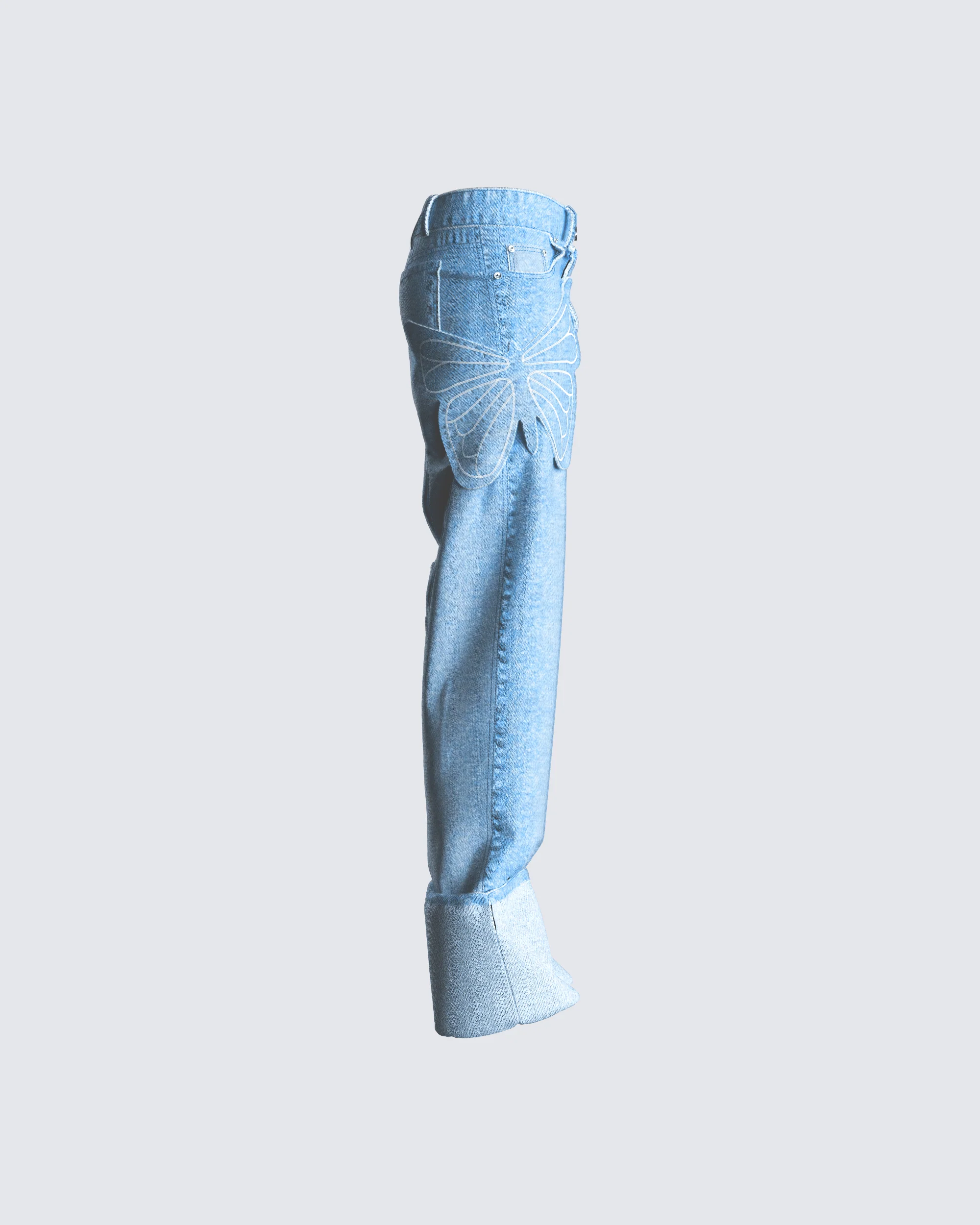 Suzie Blue Butterfly Denim Pant - Image 2