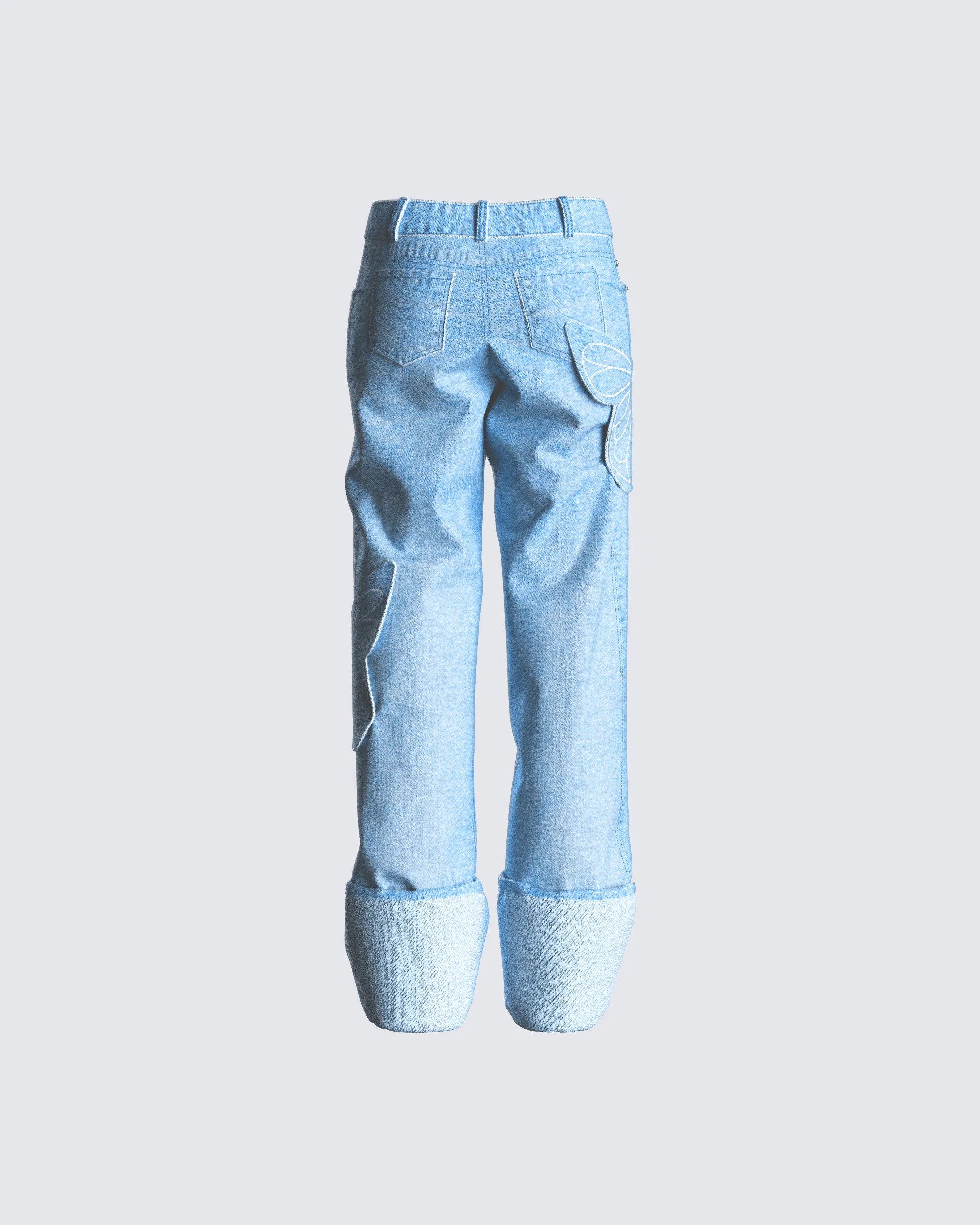 Suzie Blue Butterfly Denim Pant - Image 3