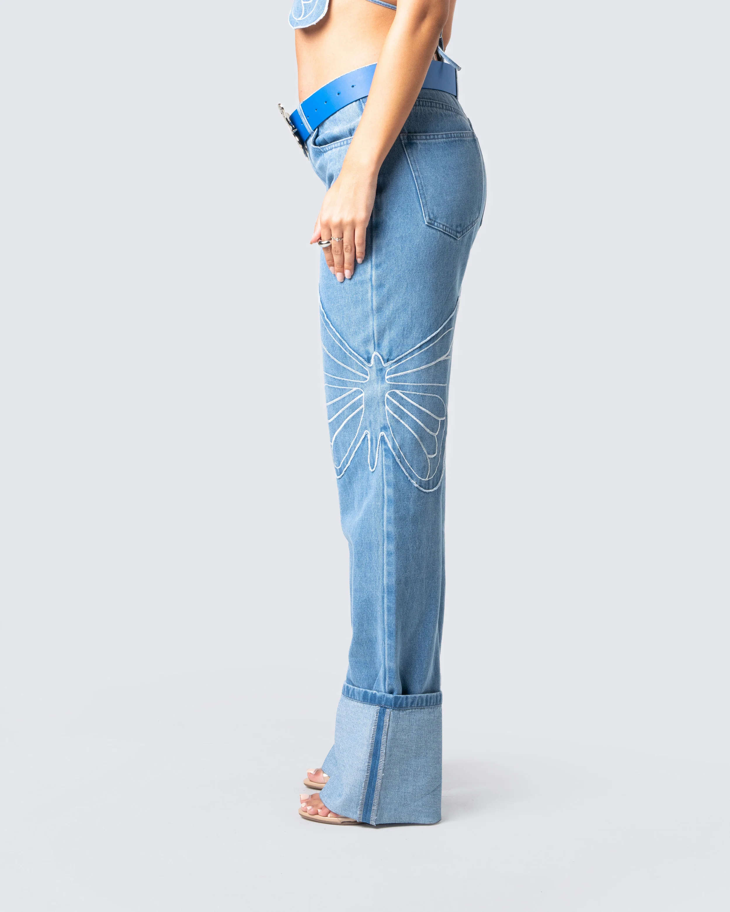 Suzie Blue Butterfly Denim Pant - Image 5