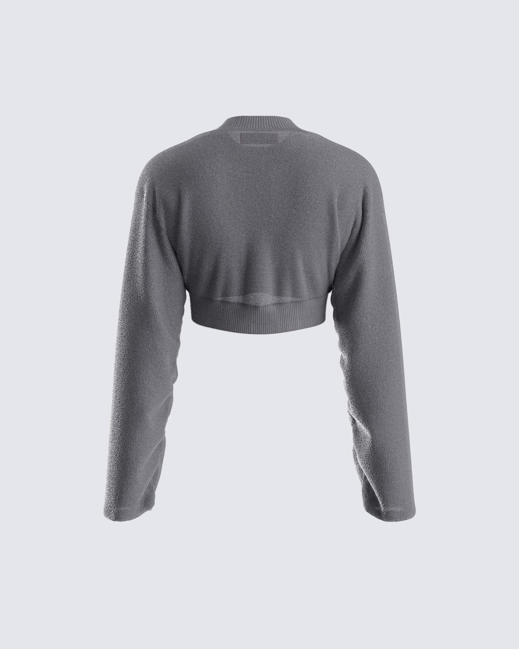Svetlana Grey Sweater Cardigan - Image 3