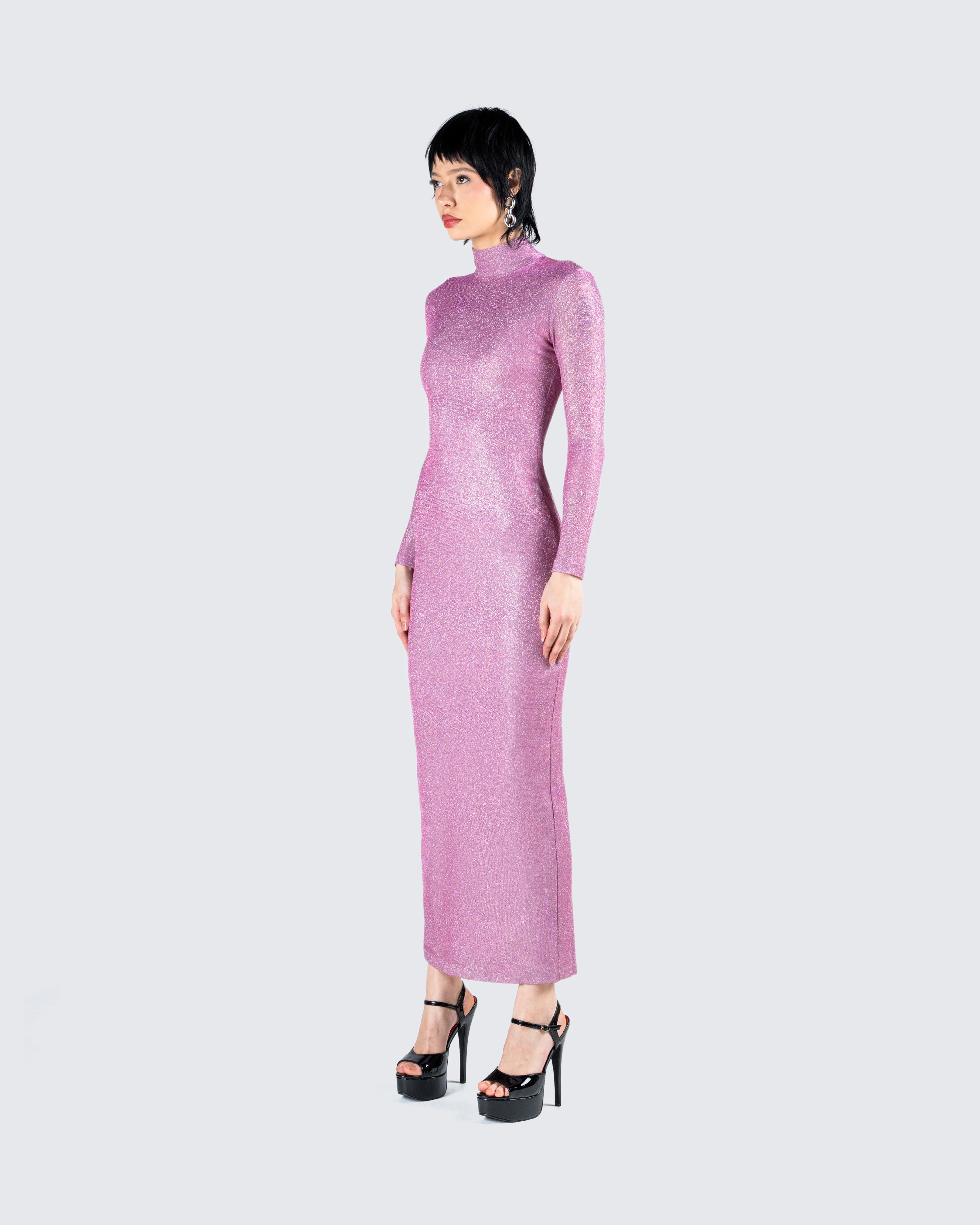 Sy Pink Shimmer Knit Maxi Dress - Image 5