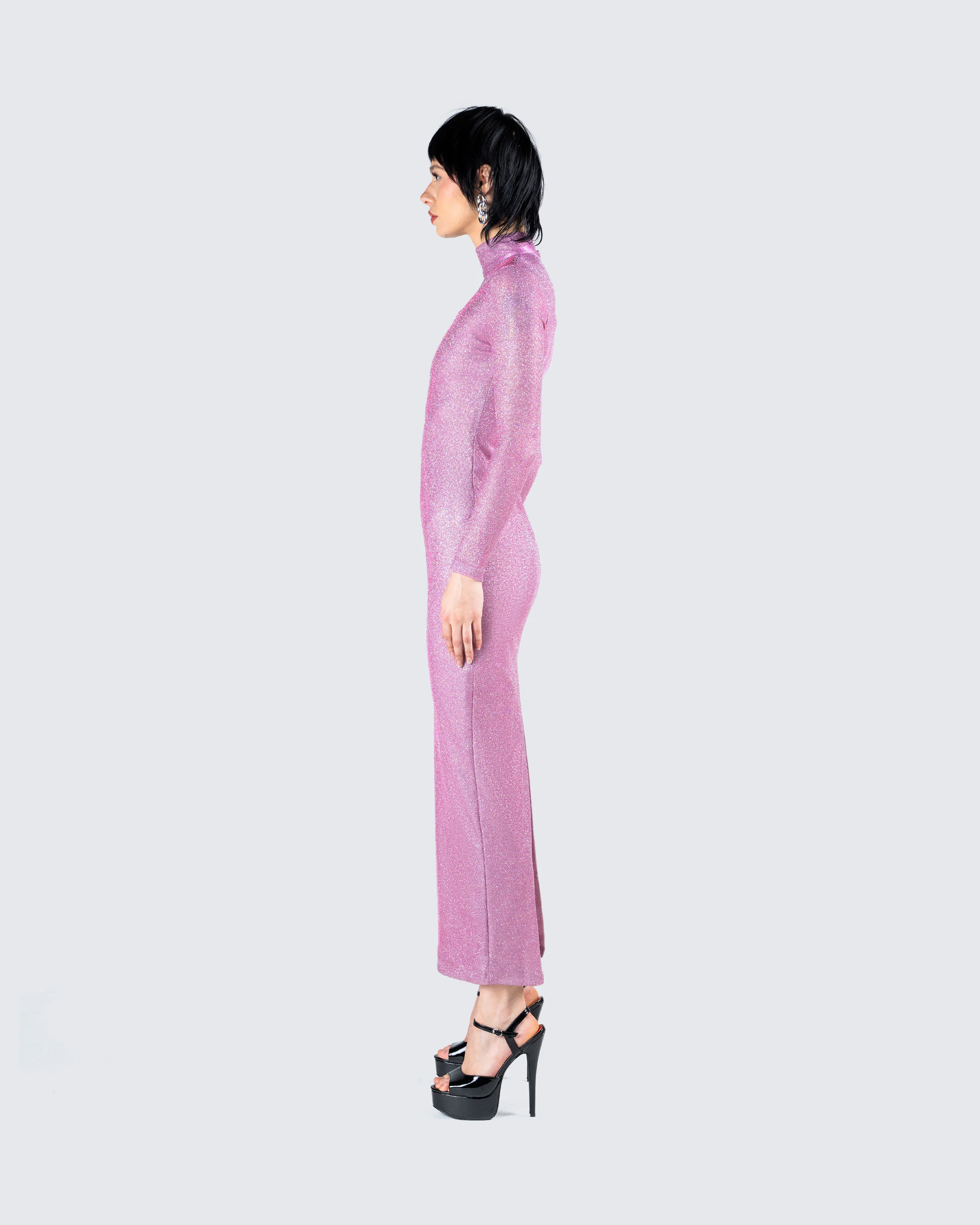 Sy Pink Shimmer Knit Maxi Dress - Image 6