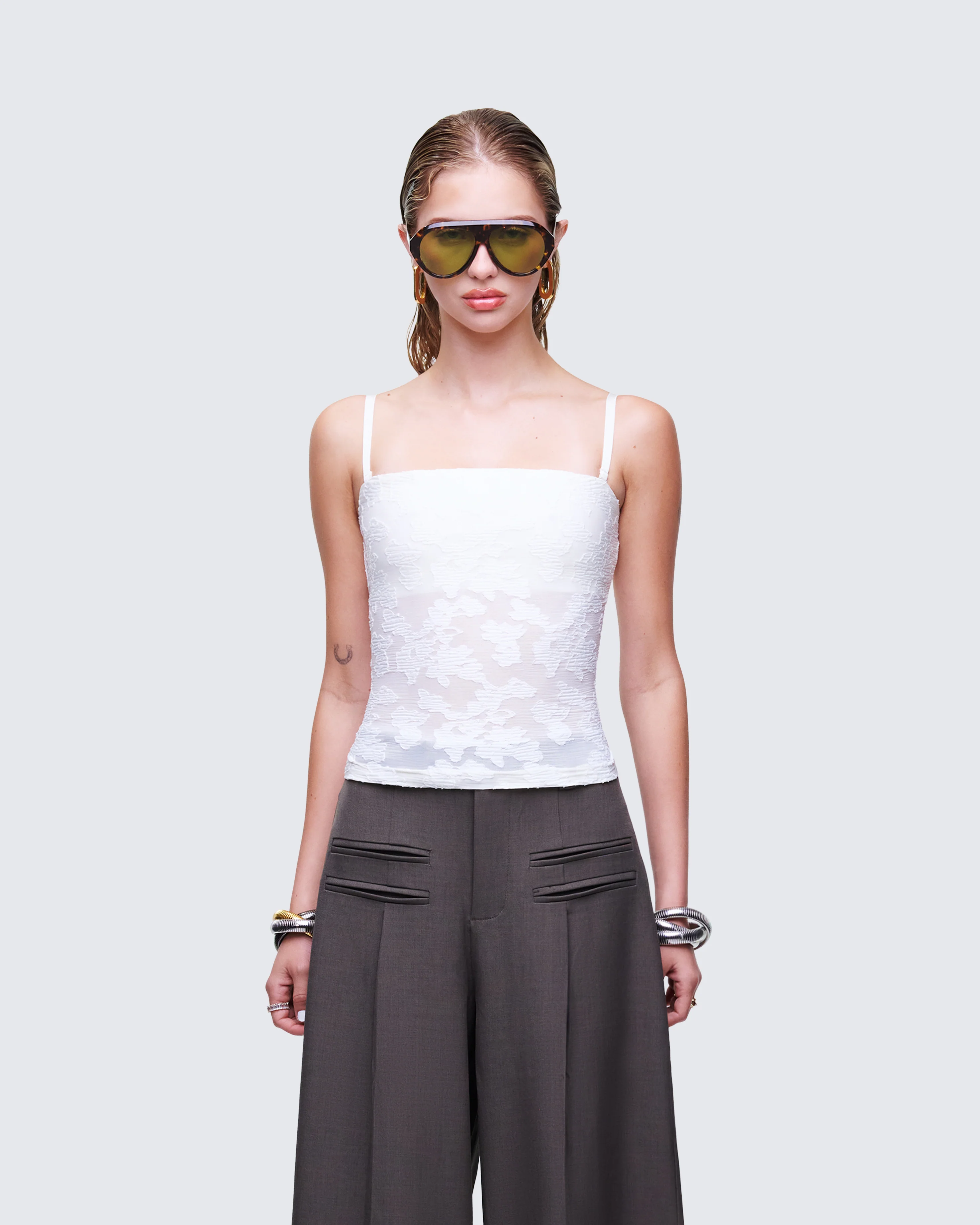 Sybil White Detachable Cami Top - Image 2
