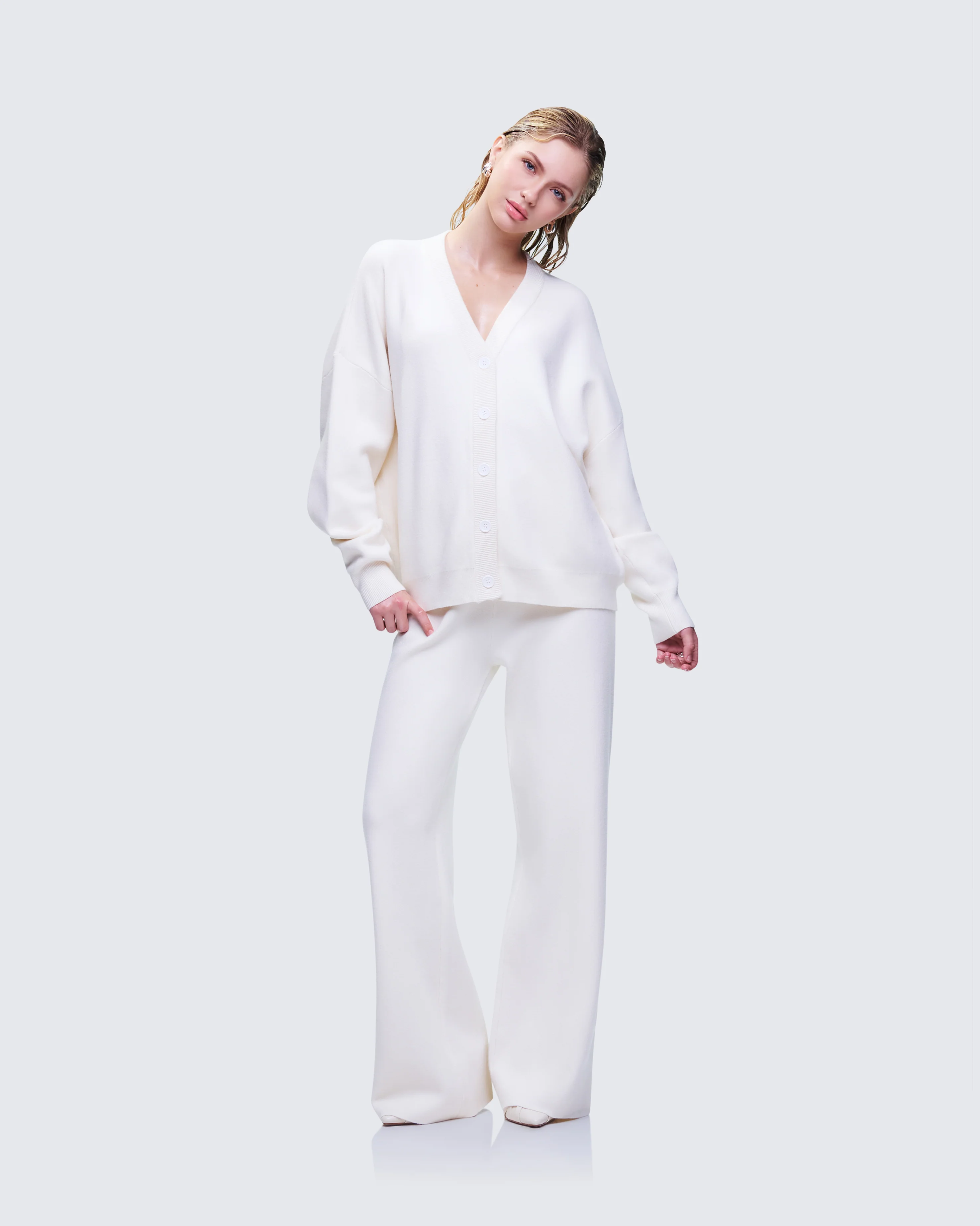 Sylvana Cream Knit Button Down Cardigan - Image 5