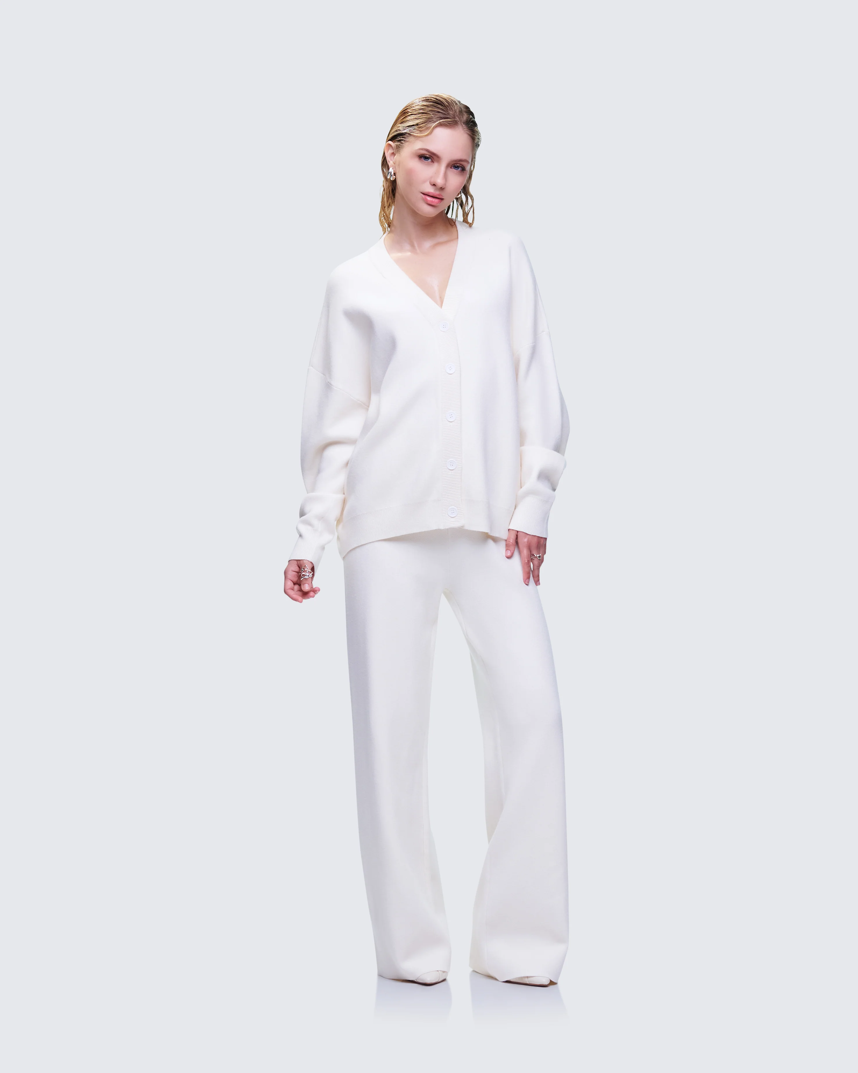 Sylvana Cream Knit Oversized Pants - Image 5