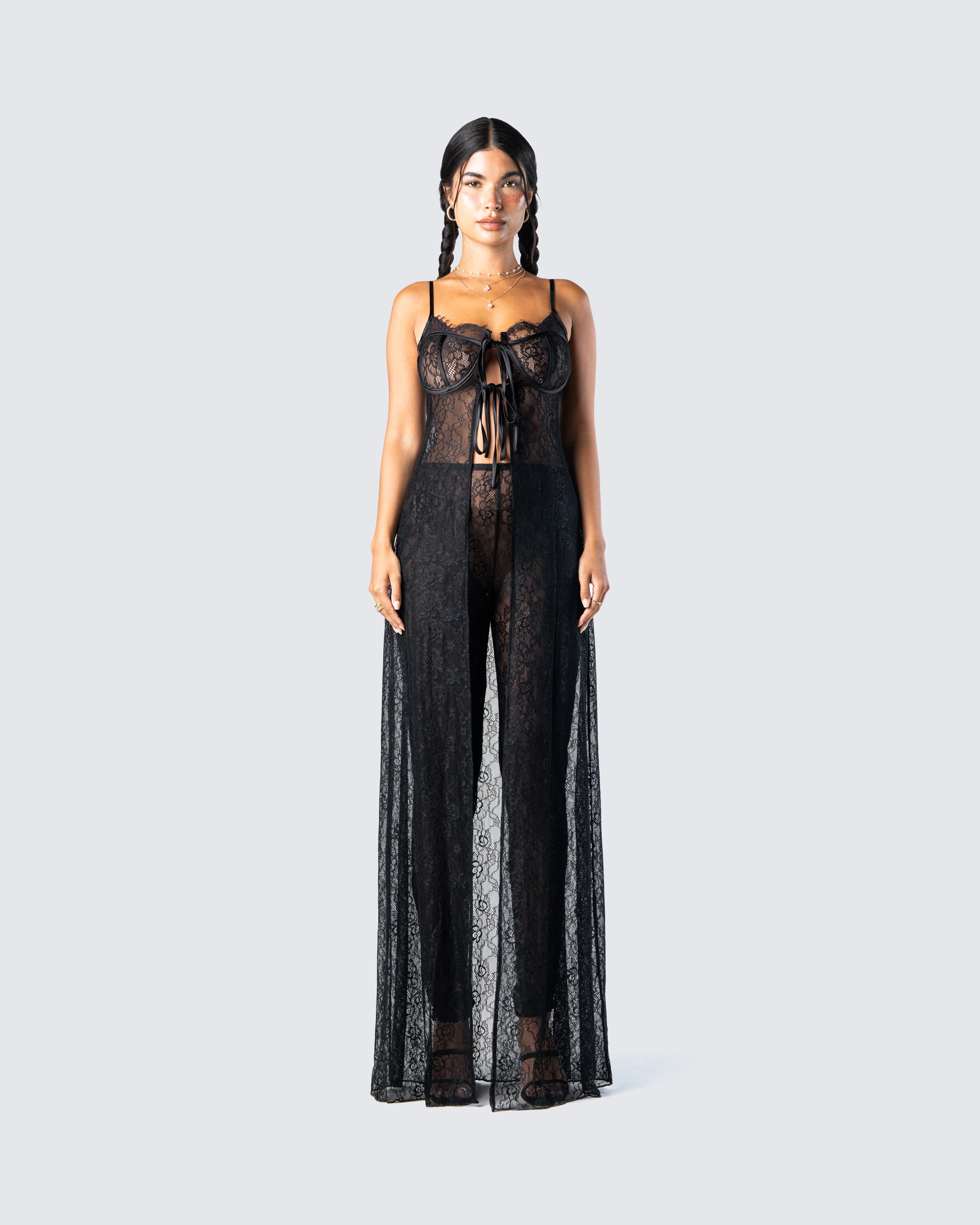Sylvia Black Lace Maxi Top - Image 4