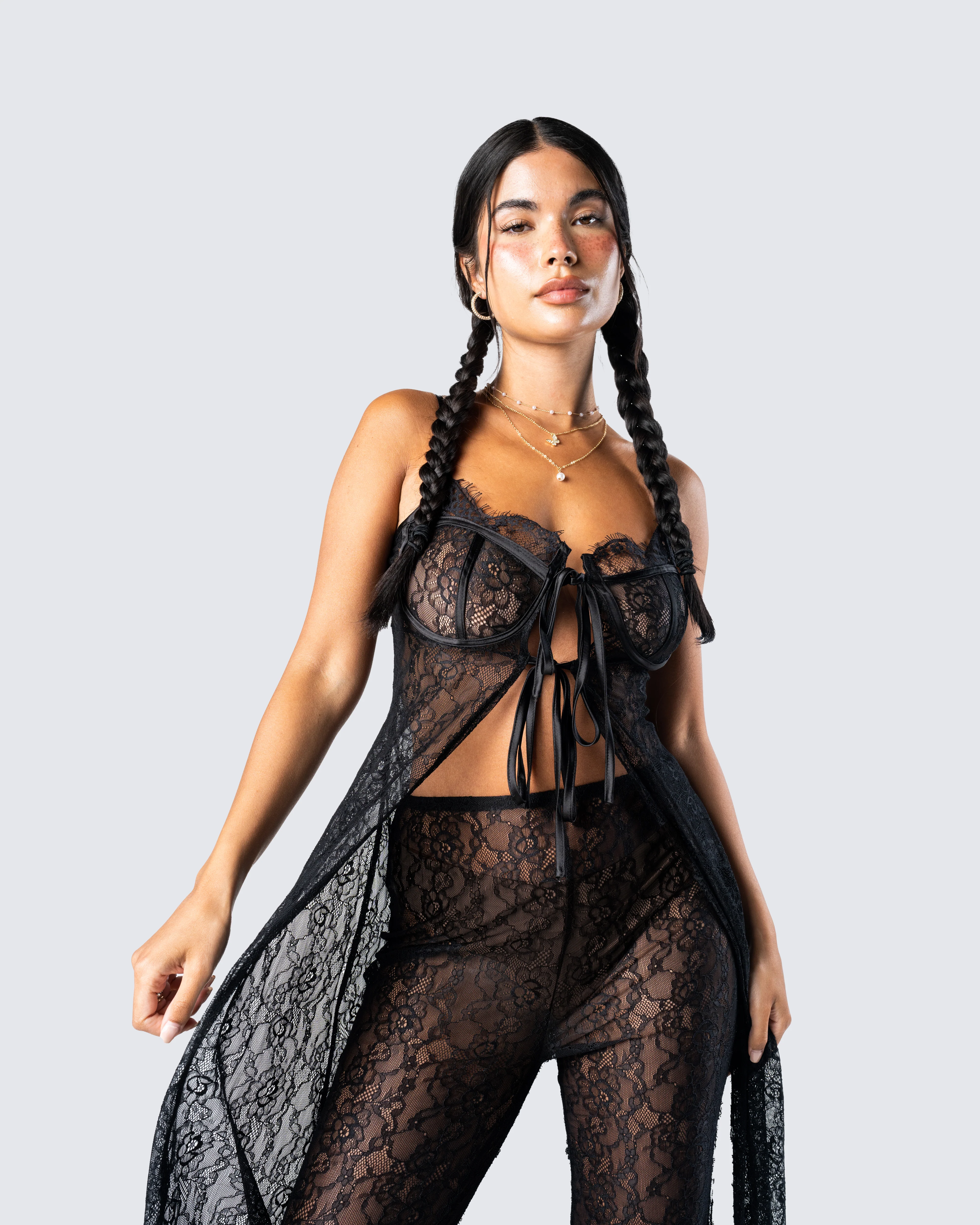 Sylvia Black Lace Maxi Top - Image 7