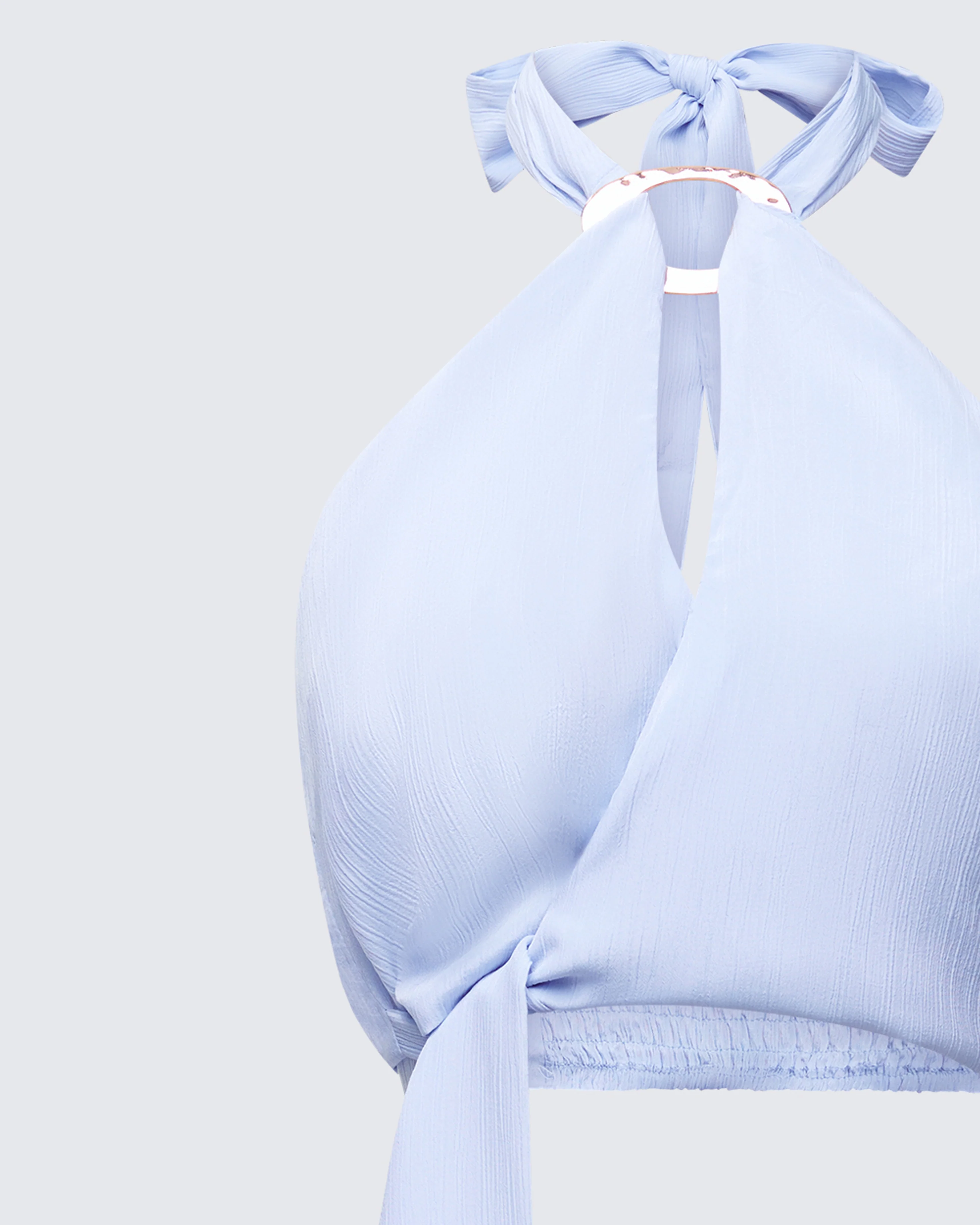 Sylvie Blue Tie Halter Neck Top - Image 6