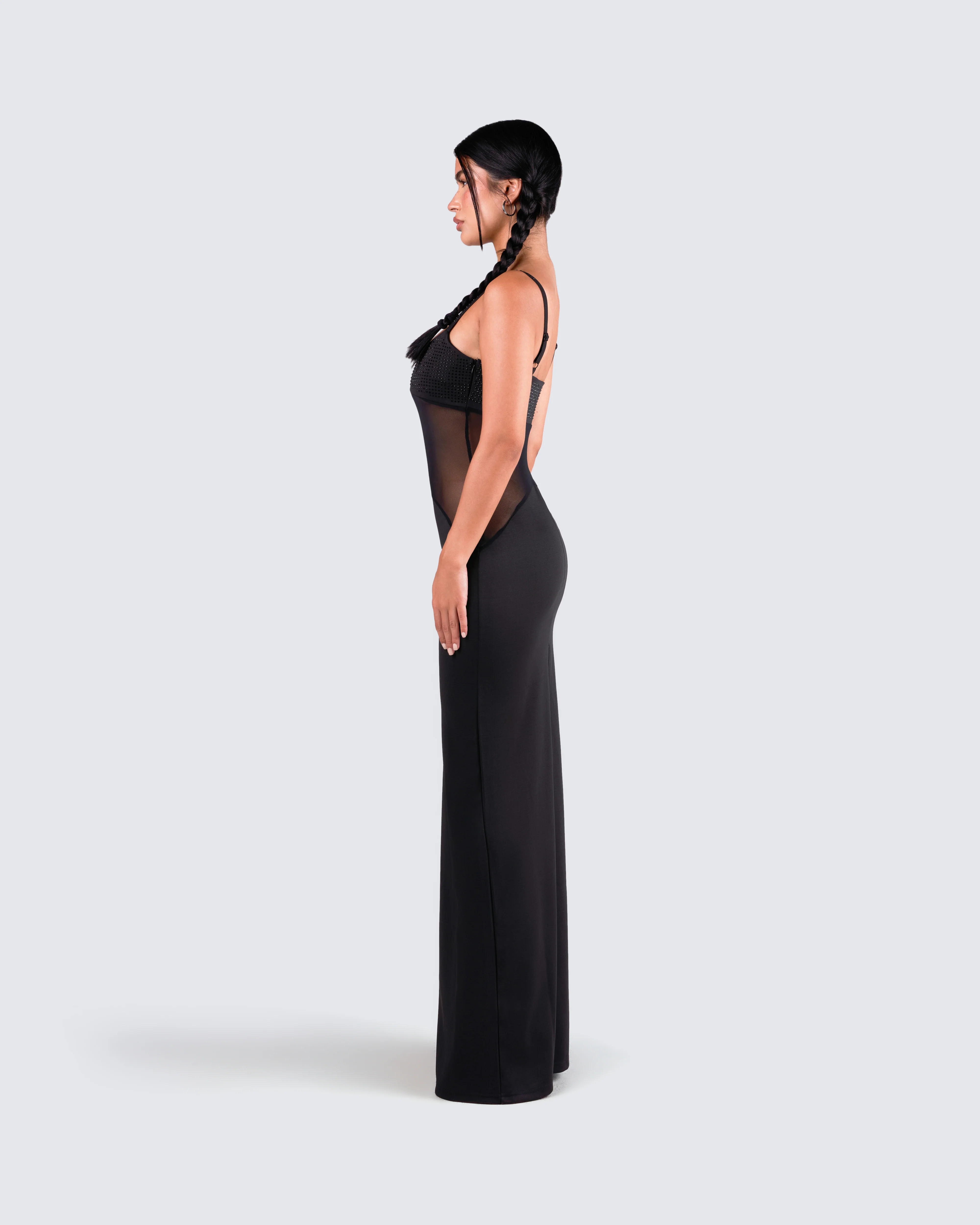 Tahlia Black Rhinestone Maxi Dress - Image 5
