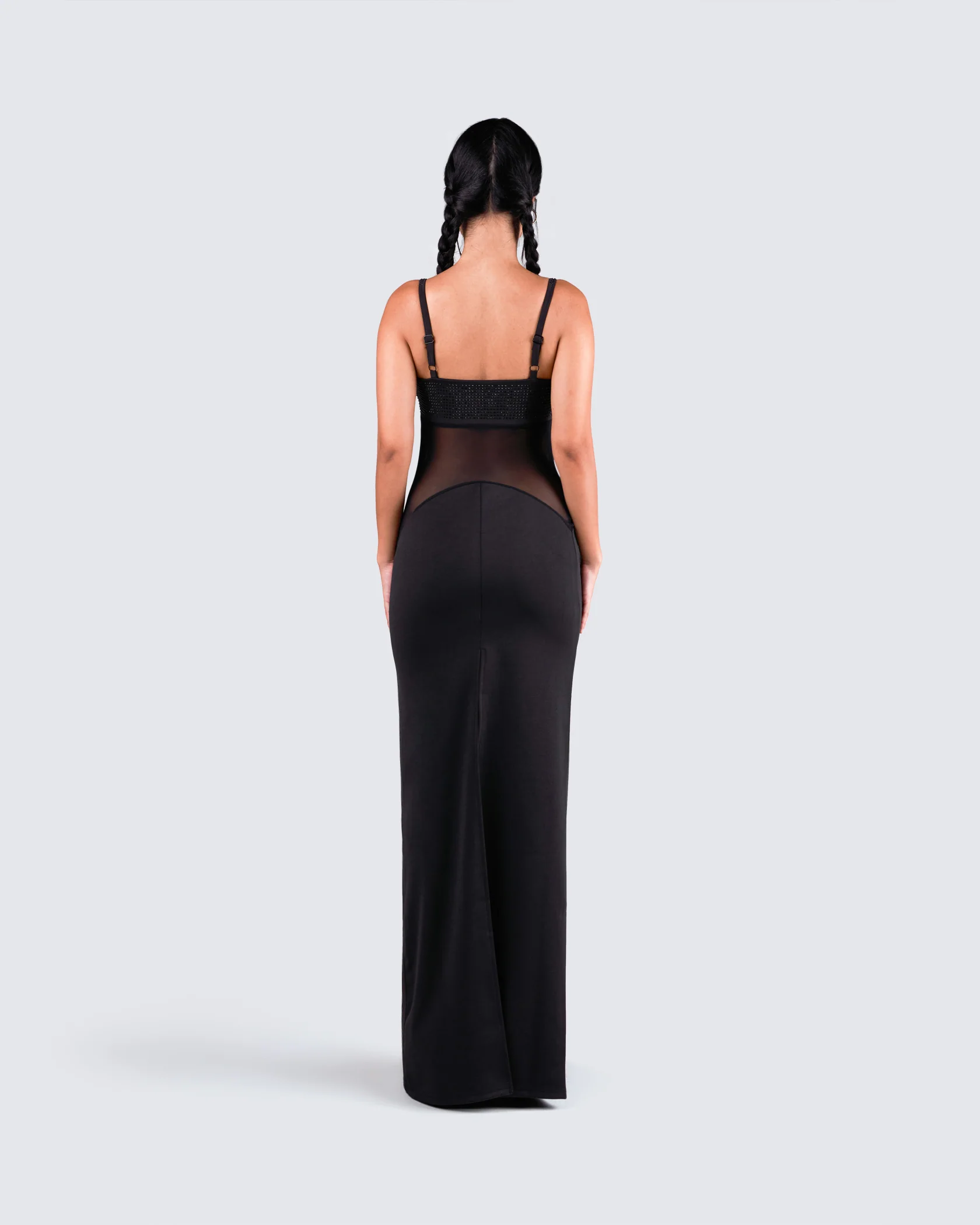 Tahlia Black Rhinestone Maxi Dress - Image 6