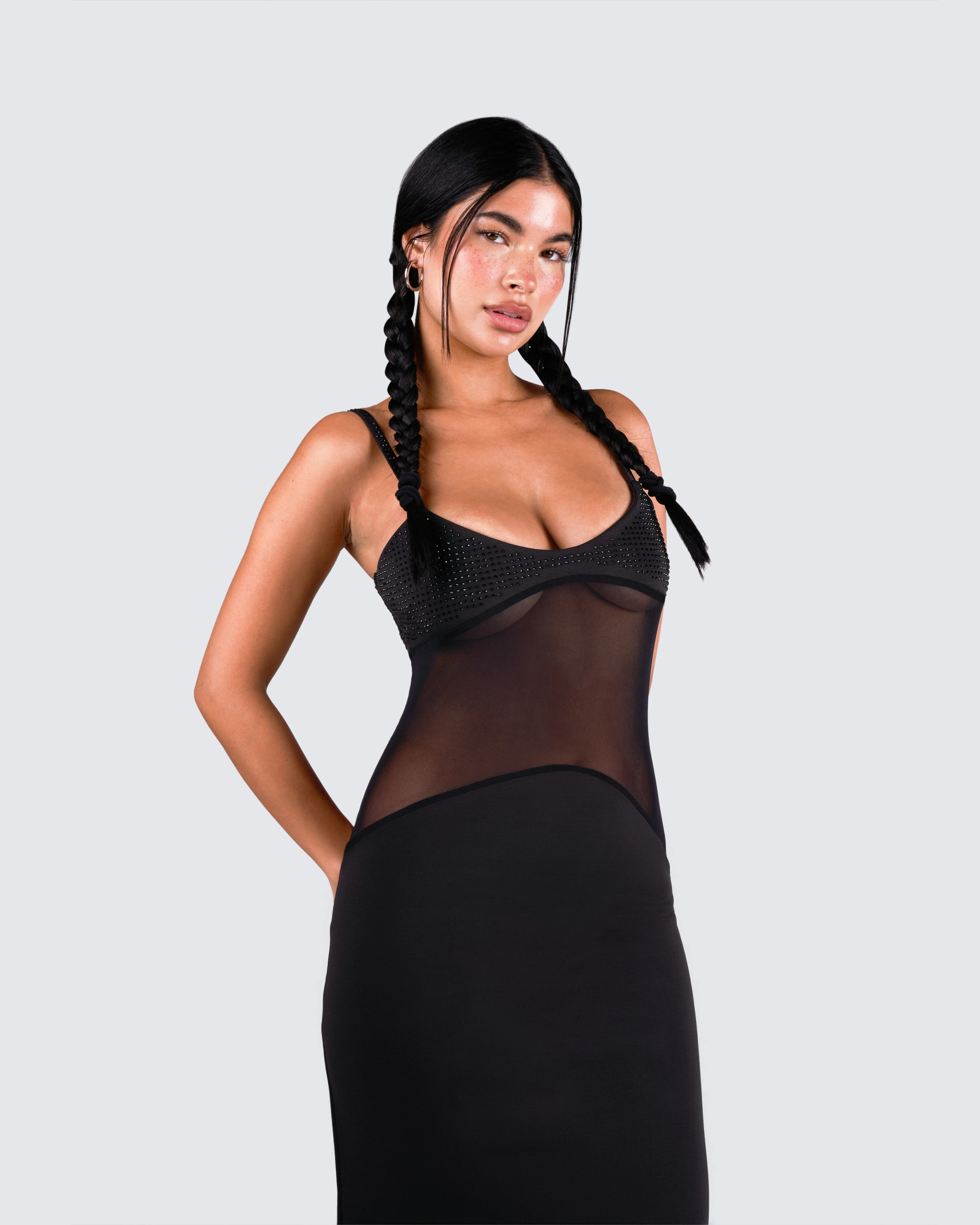 Tahlia Black Rhinestone Maxi Dress - Image 9