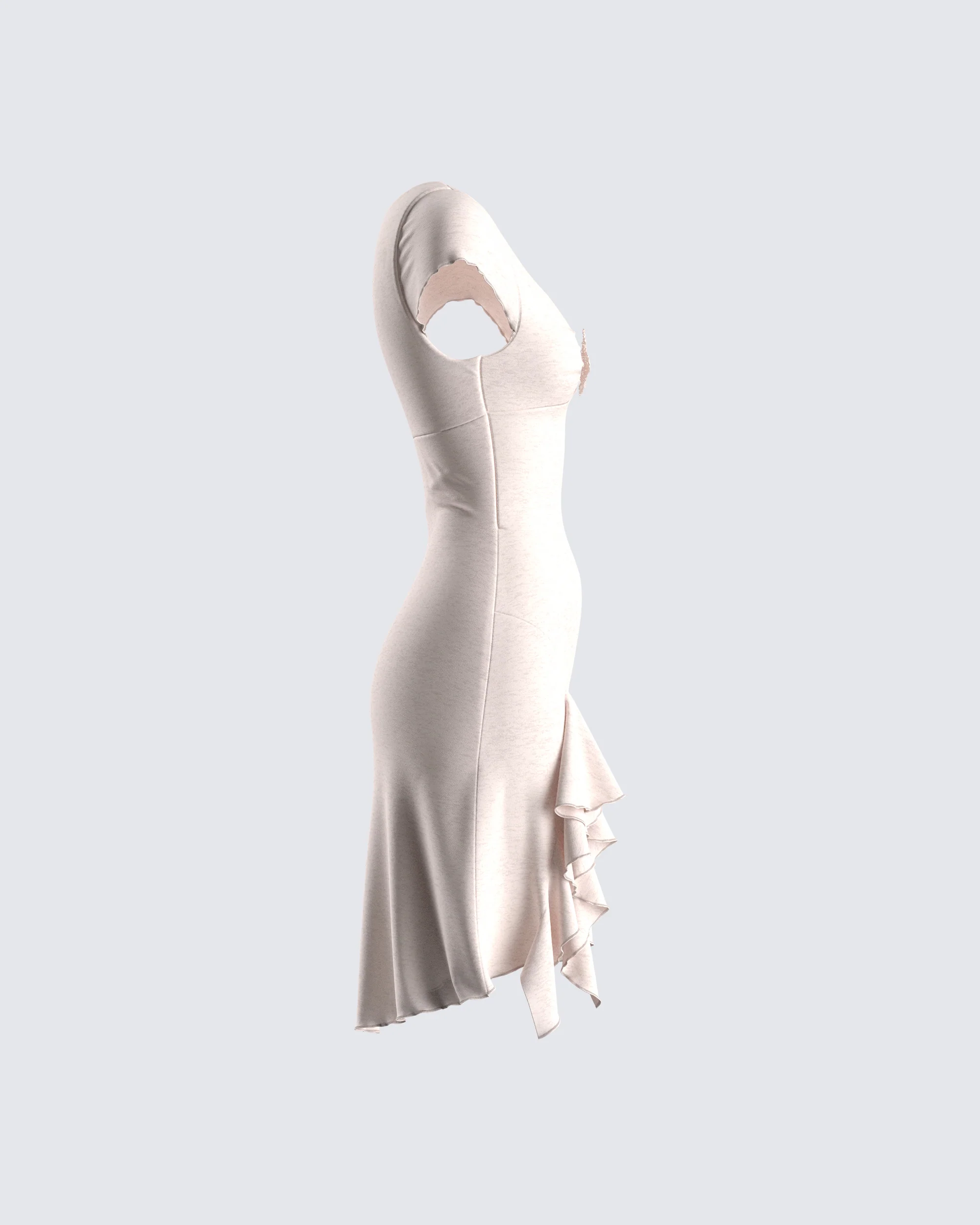 Tai Beige Jersey Ruffle Dress - Image 2