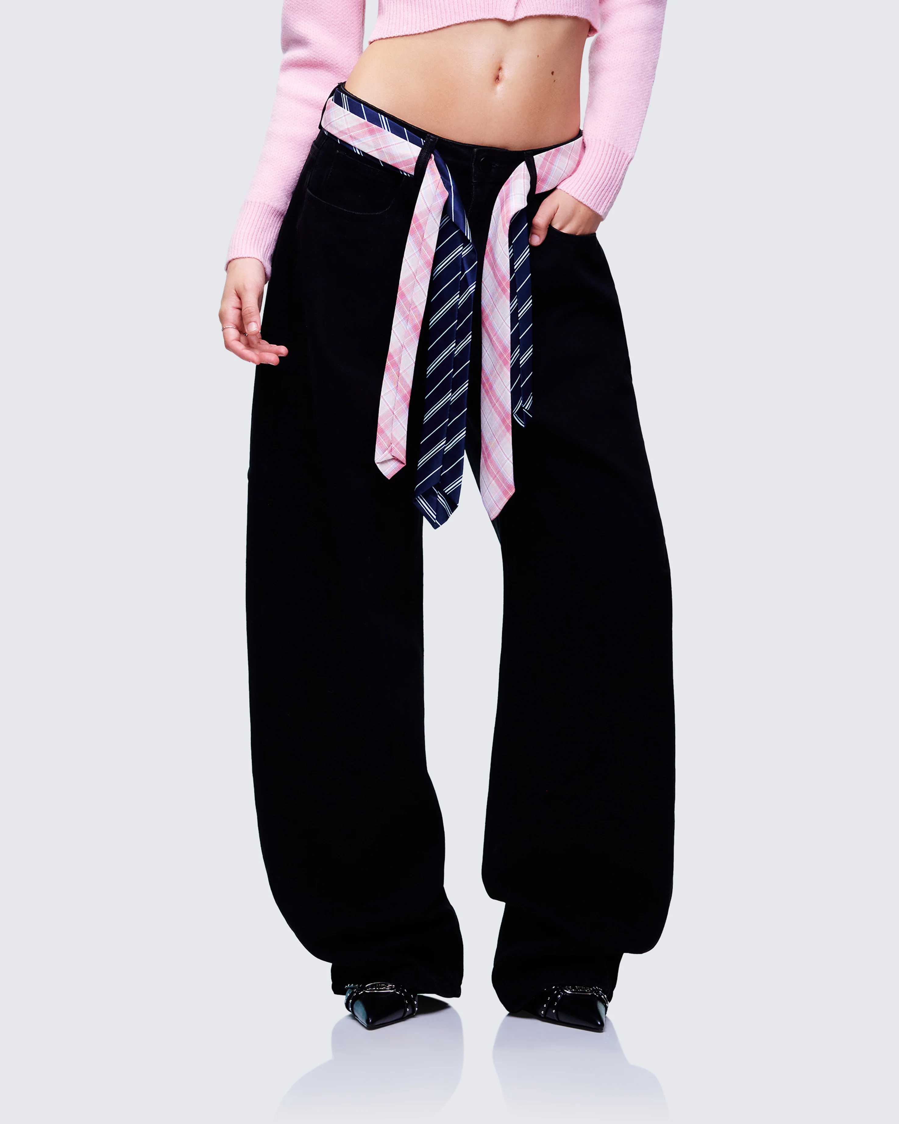 Taliah Black Denim Tie Belt Jeans - Image 3