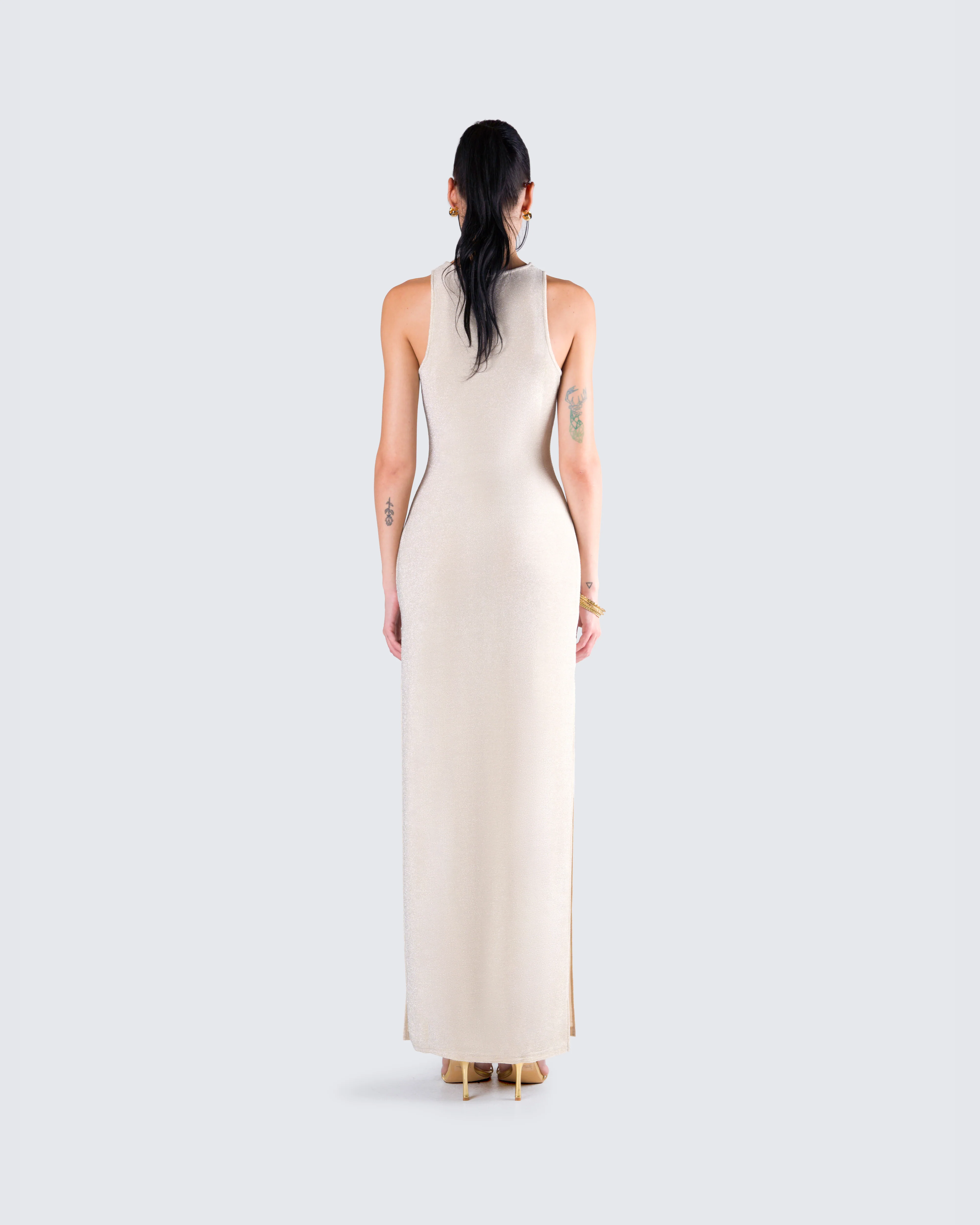 Taline Gold Lurex Maxi Dress - Image 6