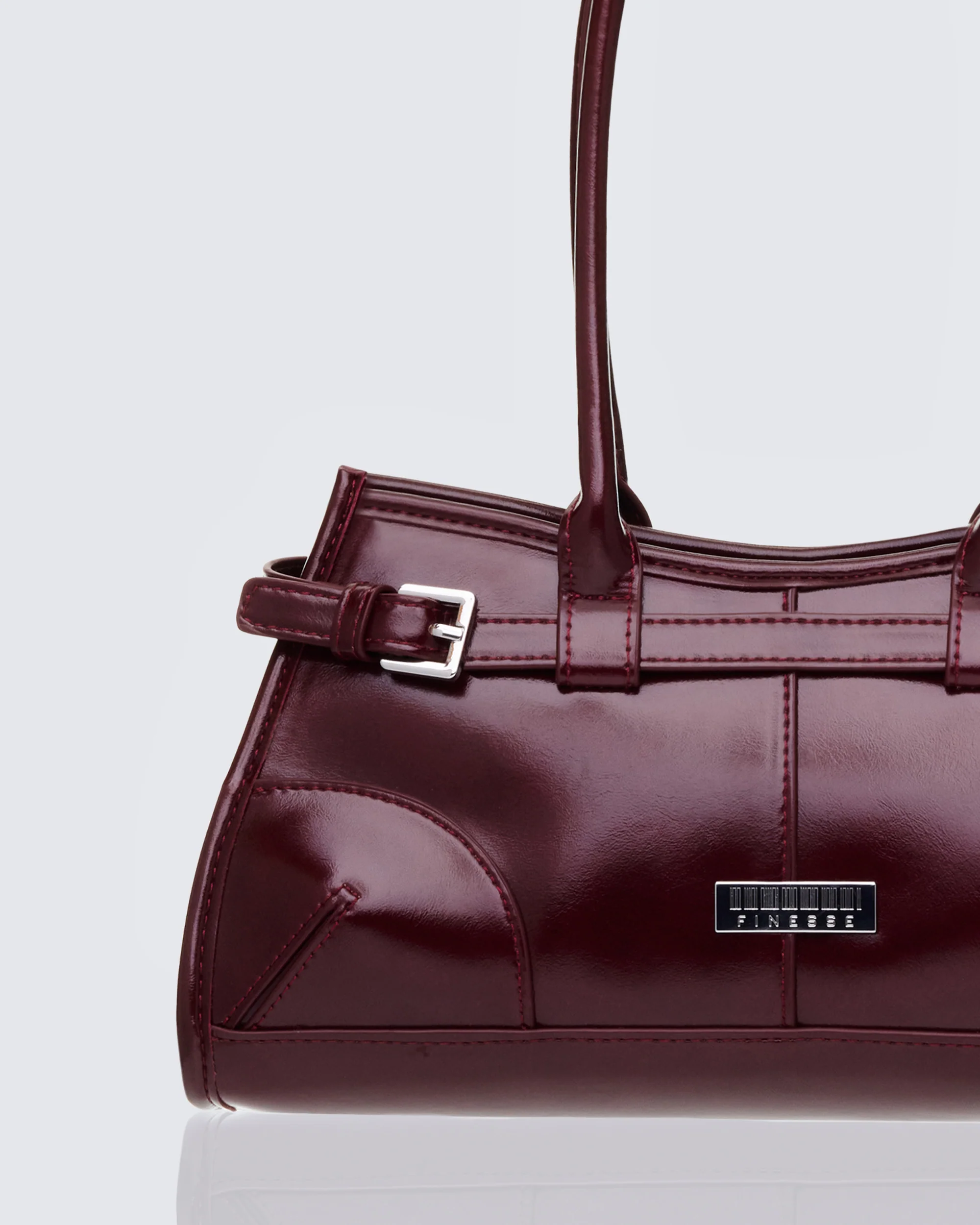 Talya Burgundy Belted Lady Bag - Image 3