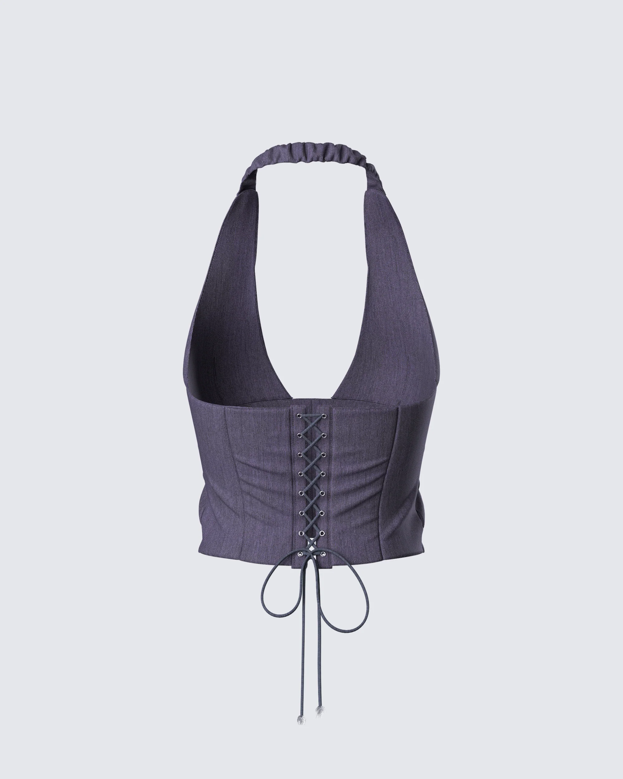 Tami Grey Suiting Halter Top - Image 3
